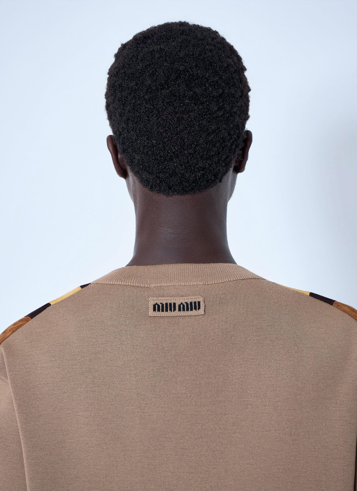 Miu Miu Men V-Neck Sweater With Contrast Stripes MIU MIU