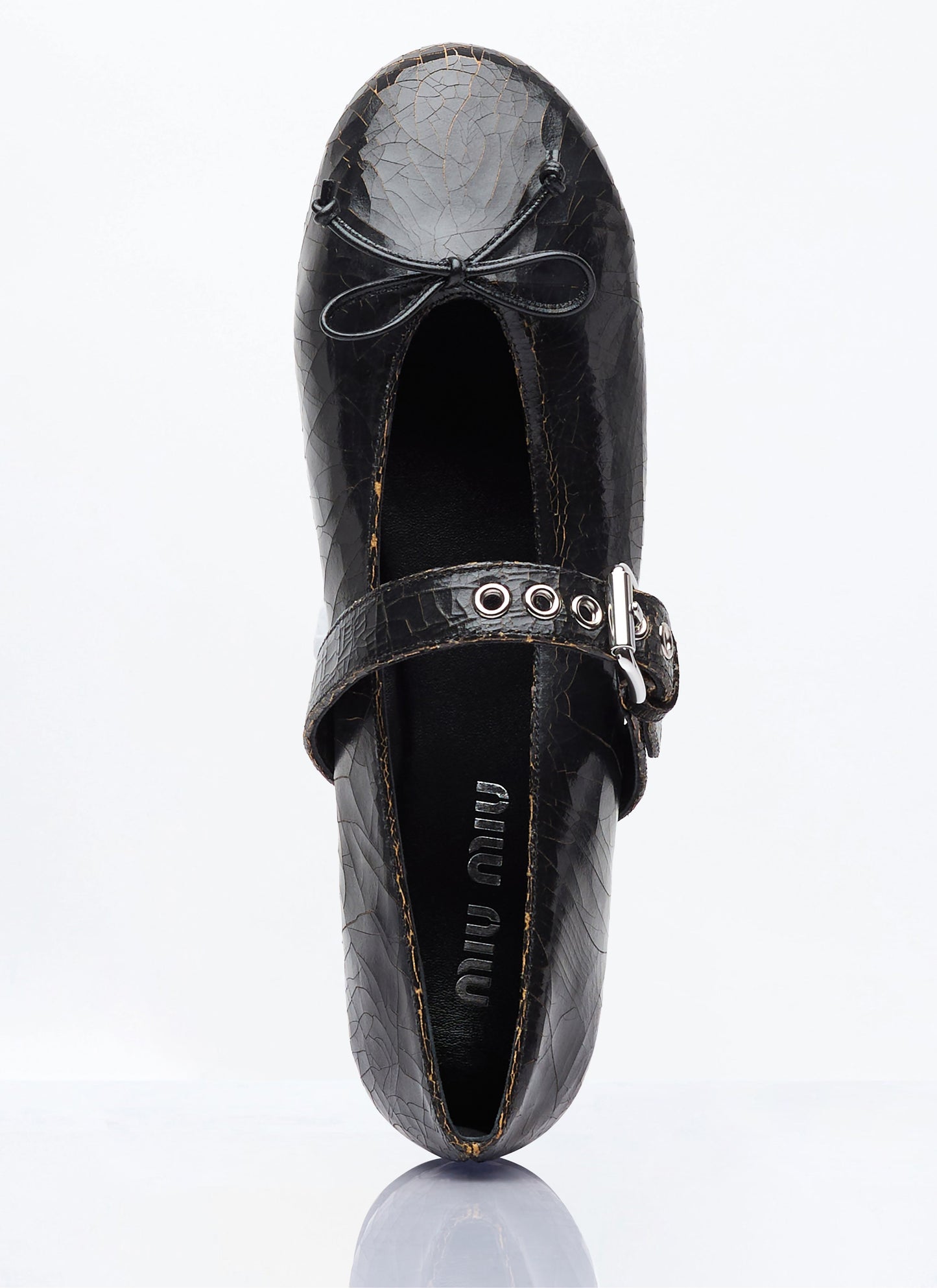 Miu Miu Women Crackled Leather Ballerina Shoes MIU MIU