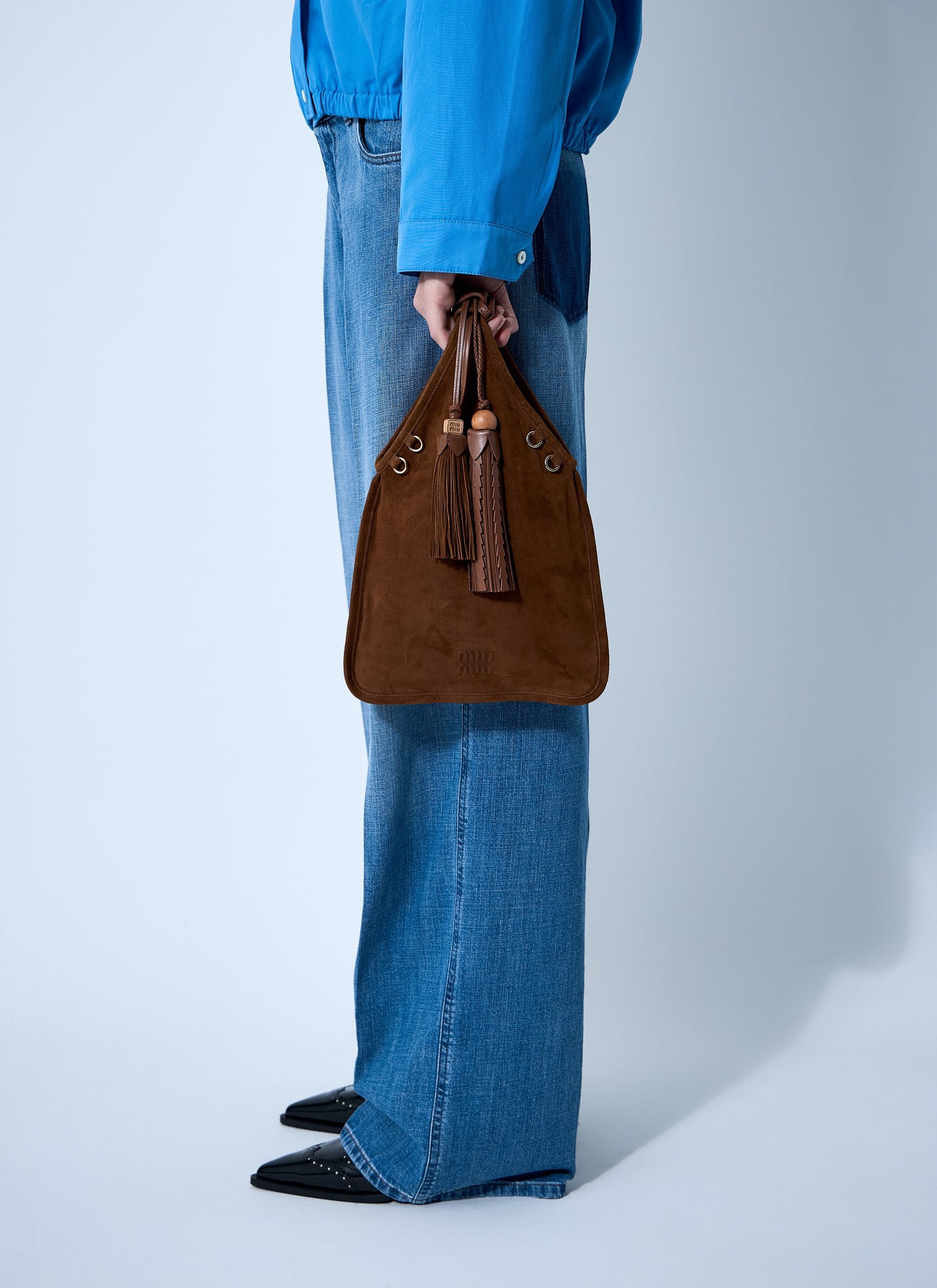 Miu Miu Women Suede Handbag With Tassels MIU MIU