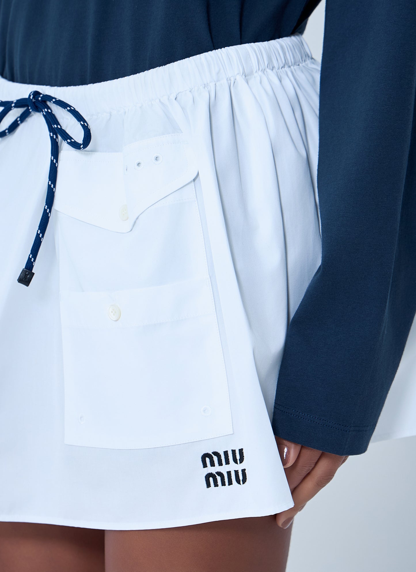 Miu Miu Women Drawstring Pocket Mini Skirt MIU MIU