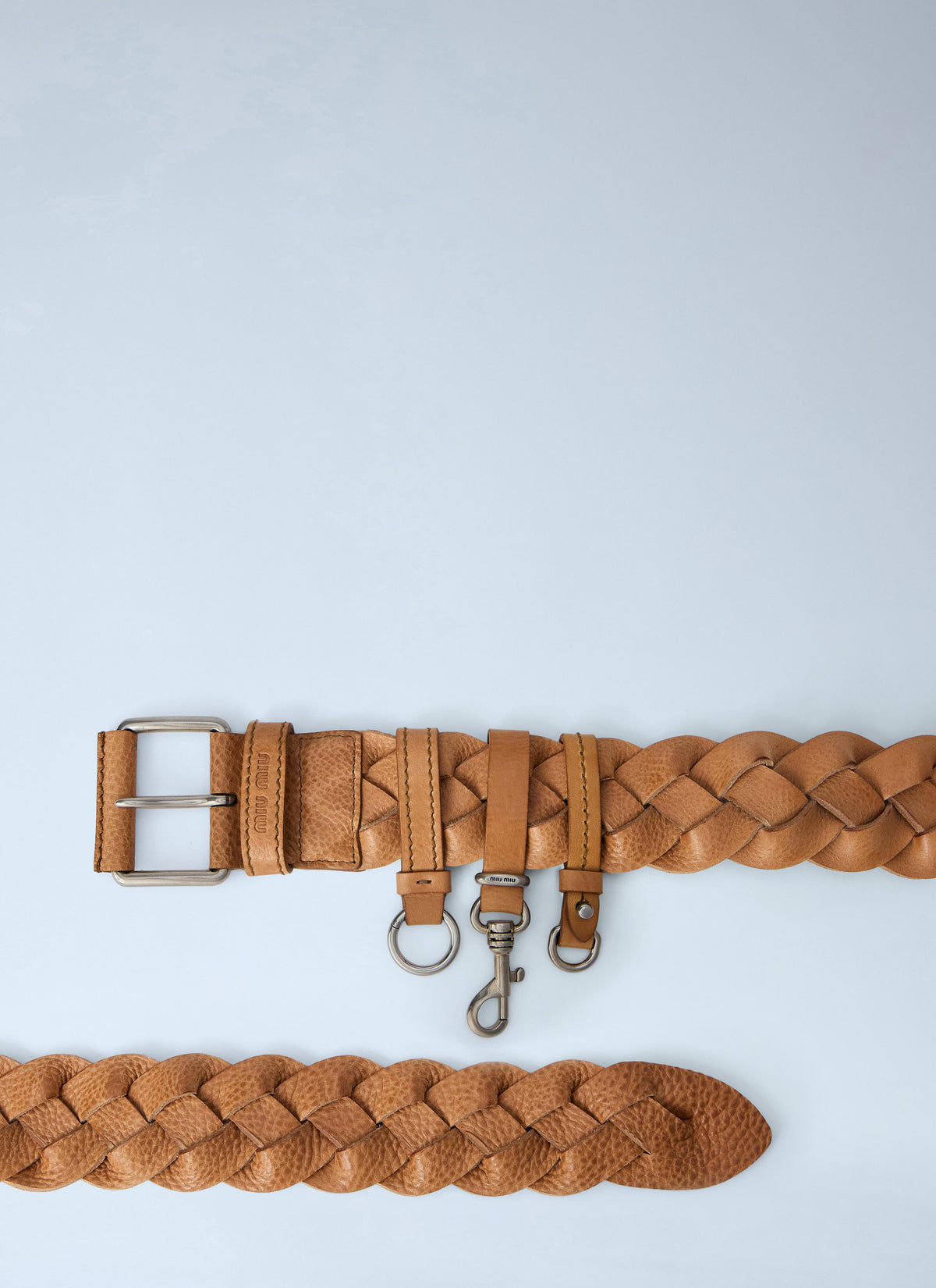 Miu Miu Women Braided Leather Belt With Hook Attachments MIU MIU