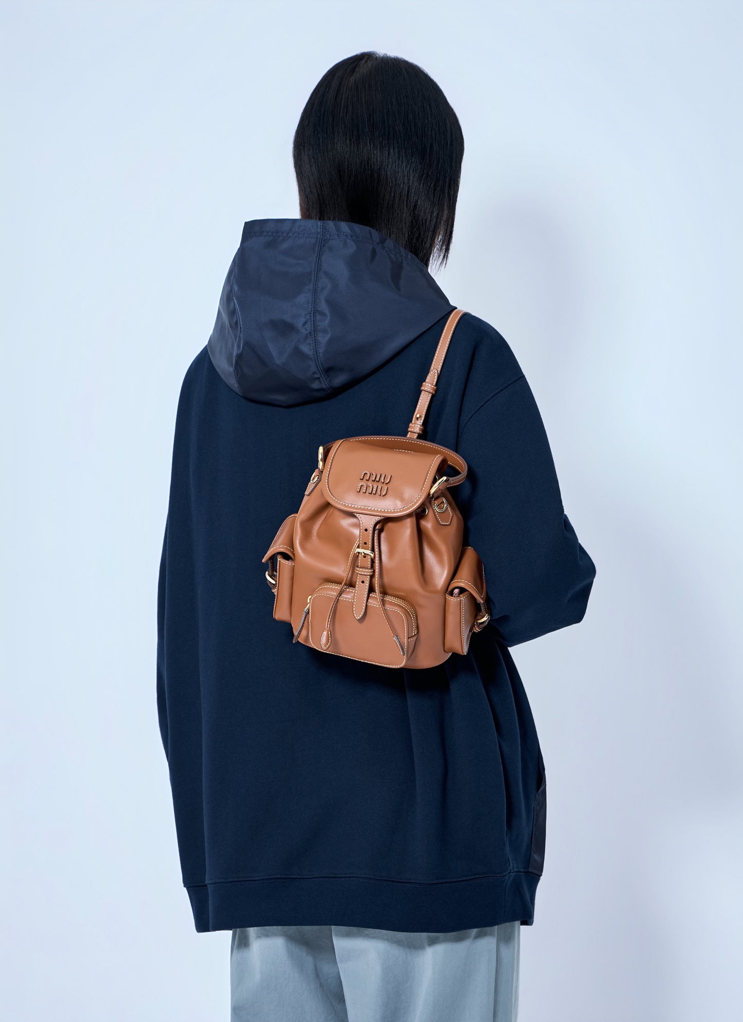 Miu Miu Women Logo Leather Backpack