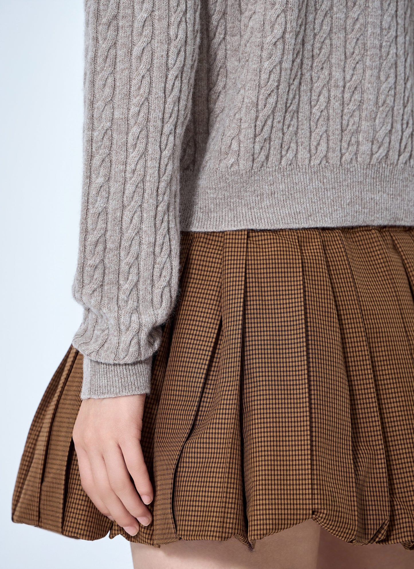 Miu Miu Women Cable Knit Cardigan With Denim Collar