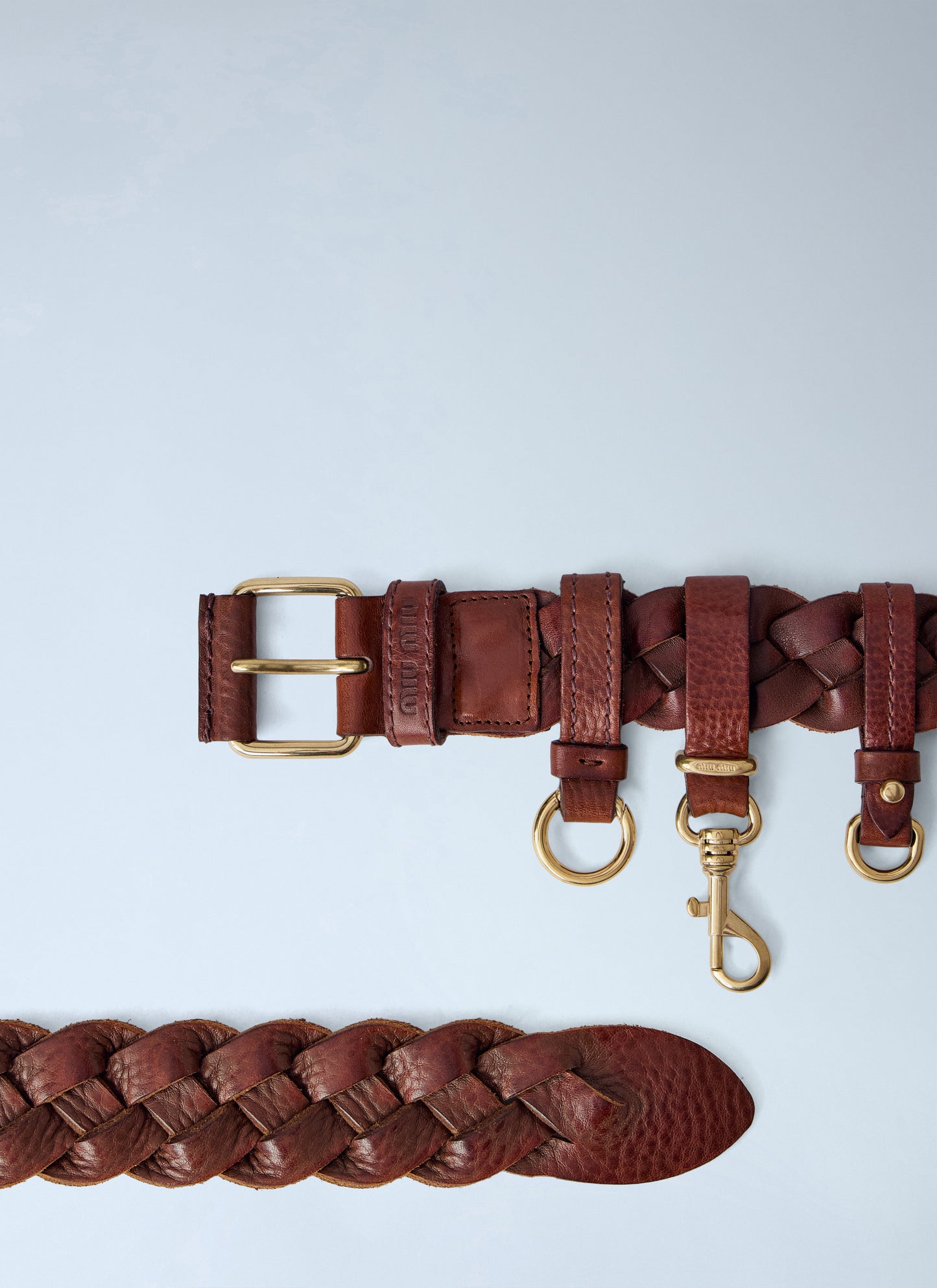Miu Miu Women Woven Leather Belt MIU MIU