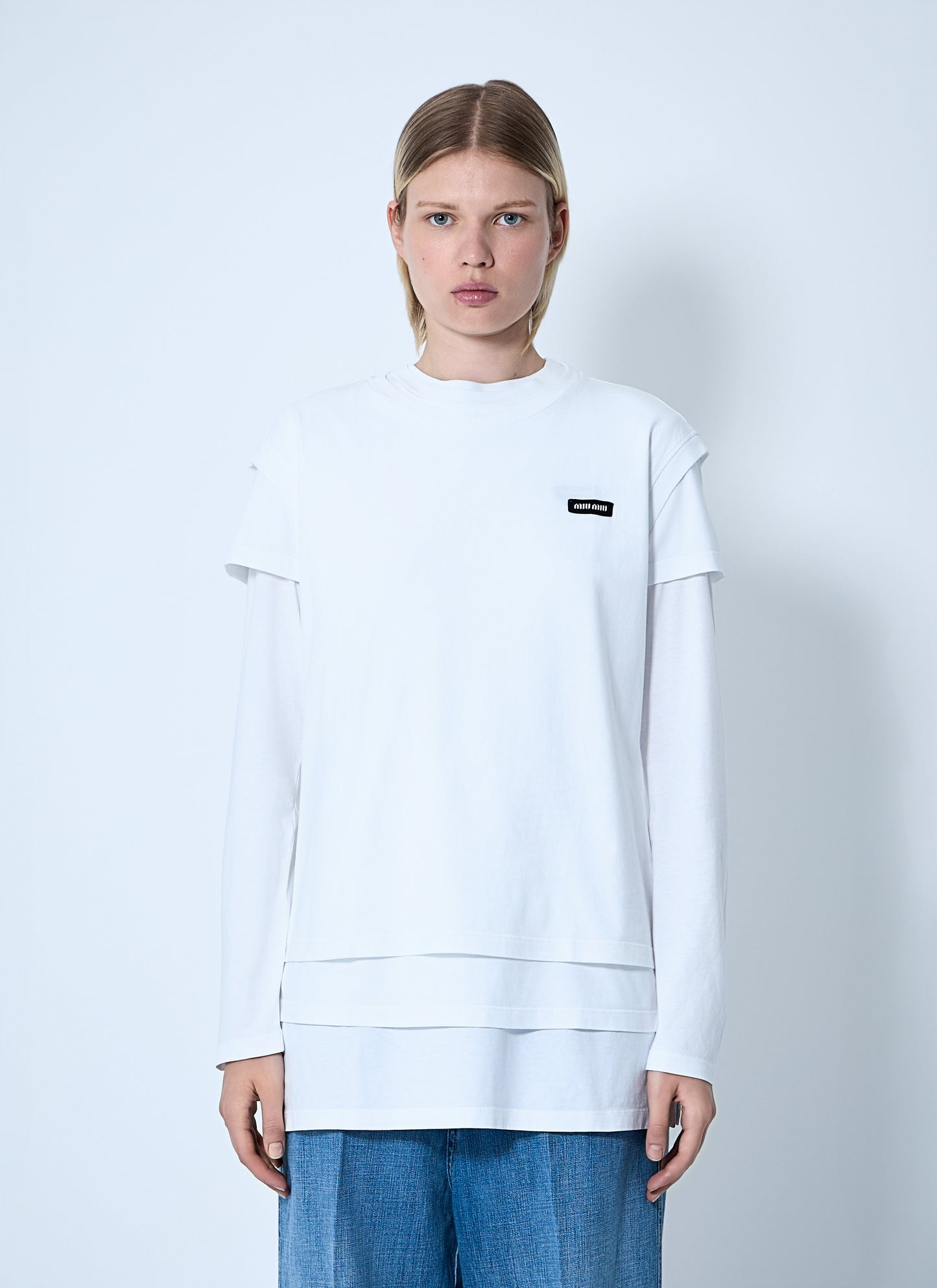 Miu Miu Women Set Of Three Logo Motif T-Shirts