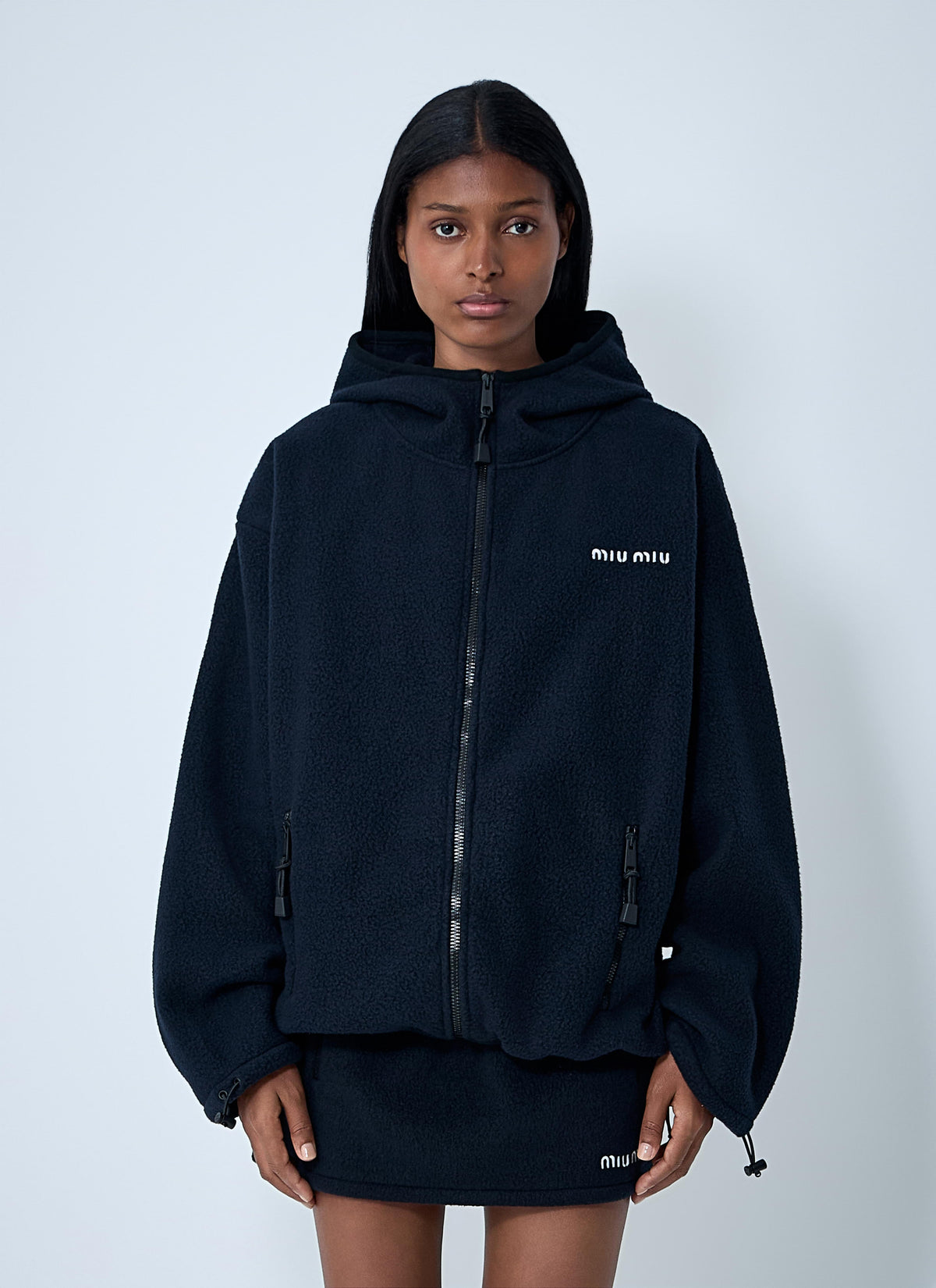 Miu Miu Women Hooded Logo Motif Sweatshirt MIU MIU
