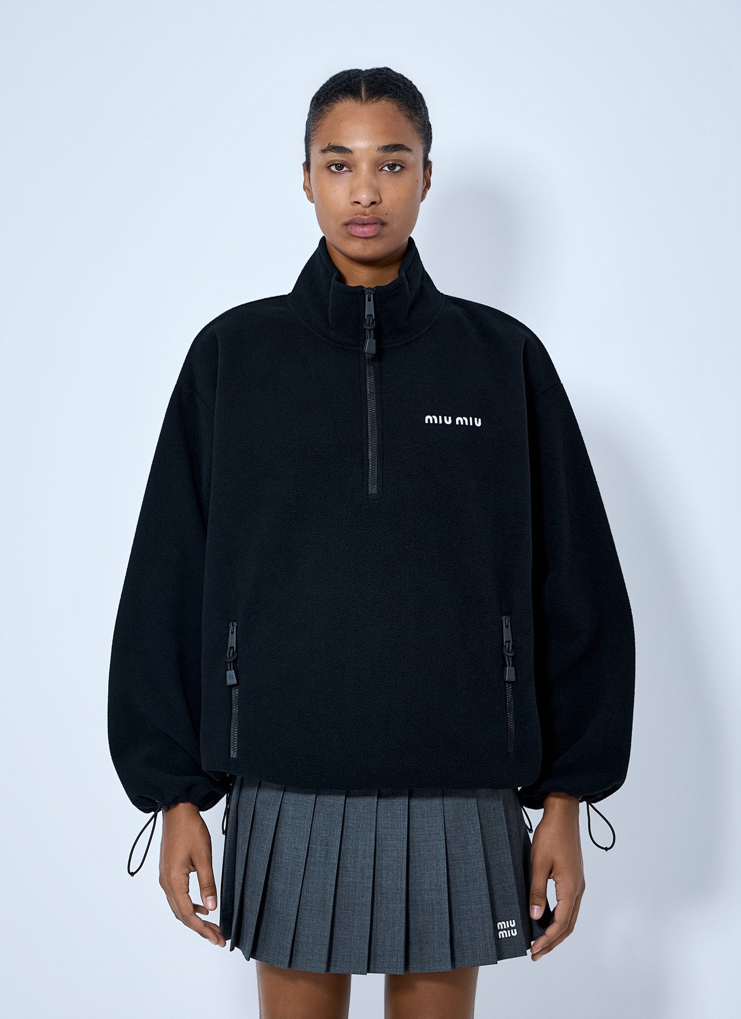 Miu Miu Men Half-Zip Fleece Sweatshirt MIU MIU