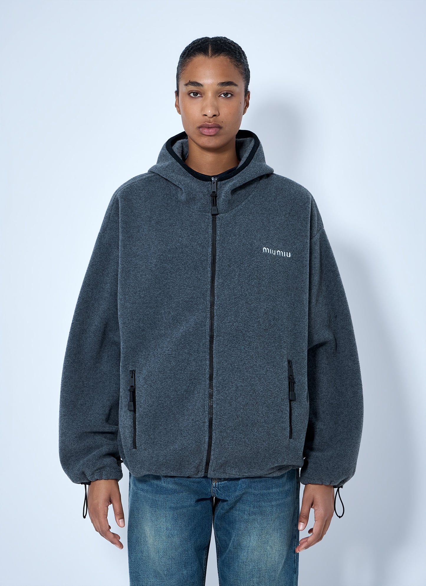 Miu Miu Men Hooded Zip Sweatshirt MIU MIU