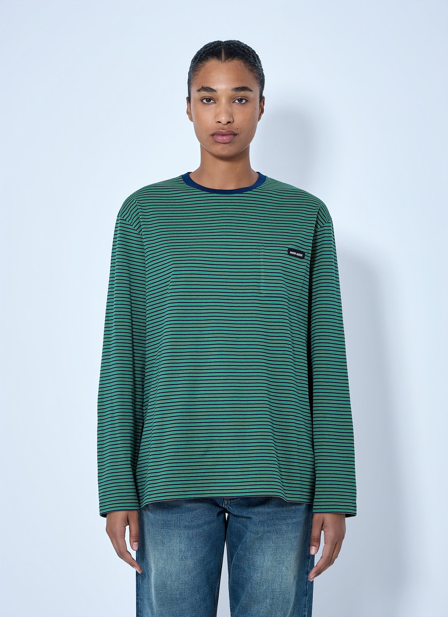 Miu Miu Men Striped Long Sleeve T-Shirt MIU MIU
