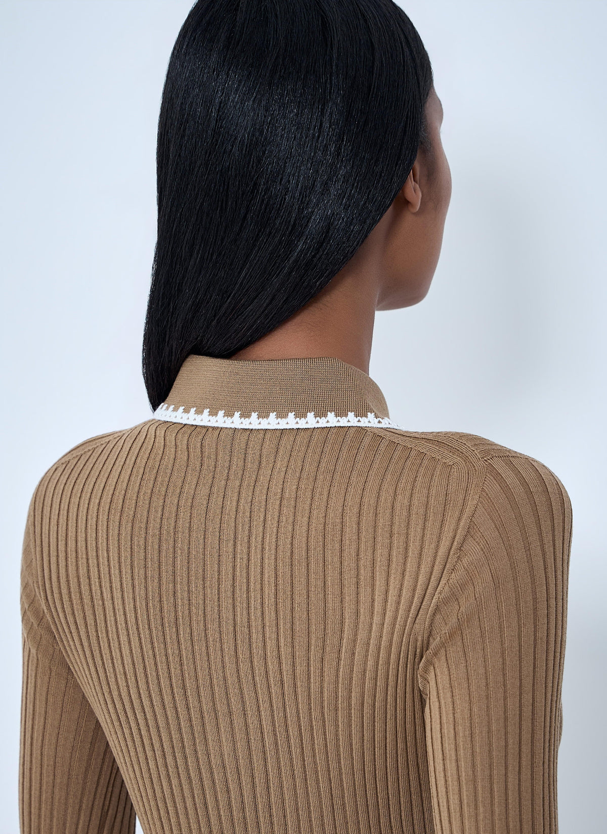 Moncler Women Ribbed Knit Collared Top MONCLER