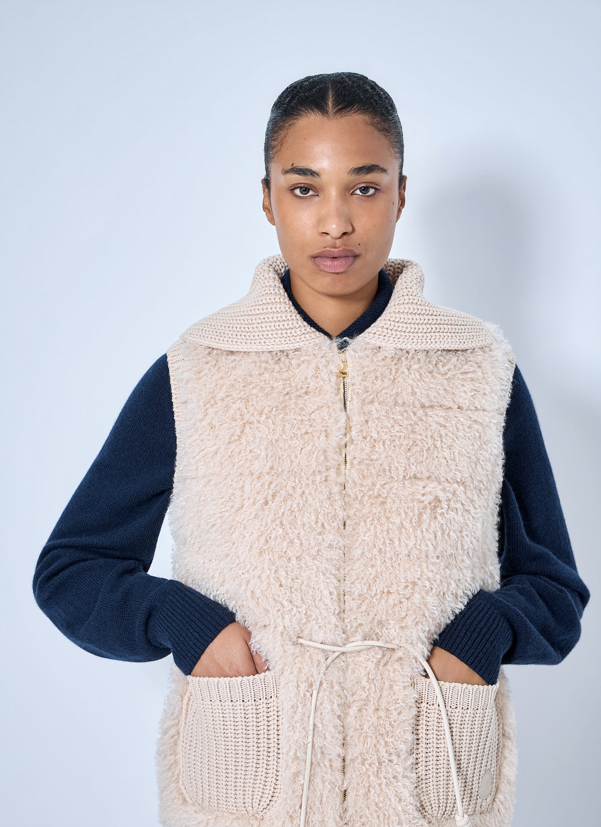 Moncler Women Sherpa-Lined Knitted Vest MONCLER