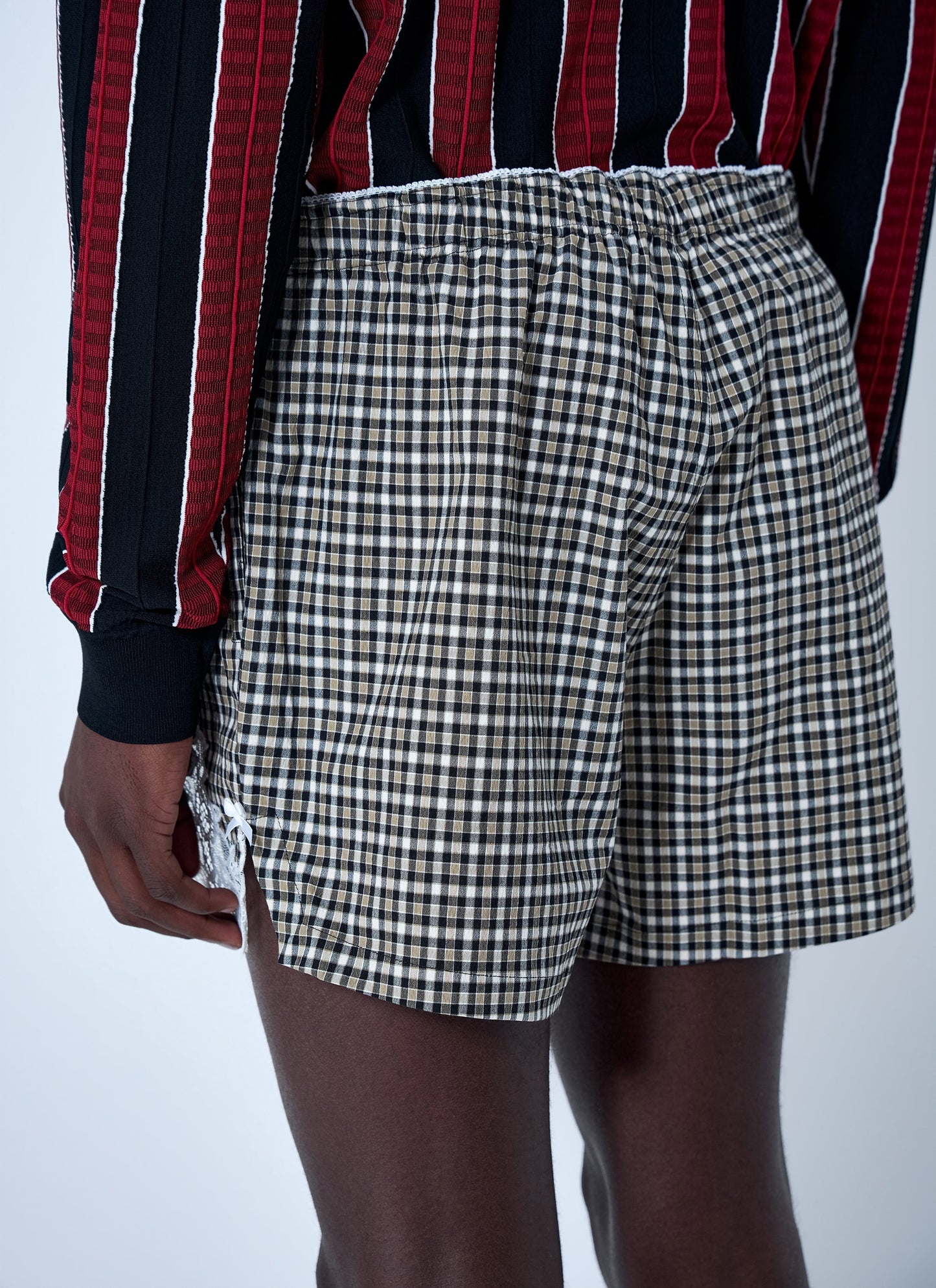 Martine Rose Men Lace Trim Checkered Shorts MARTINE ROSE