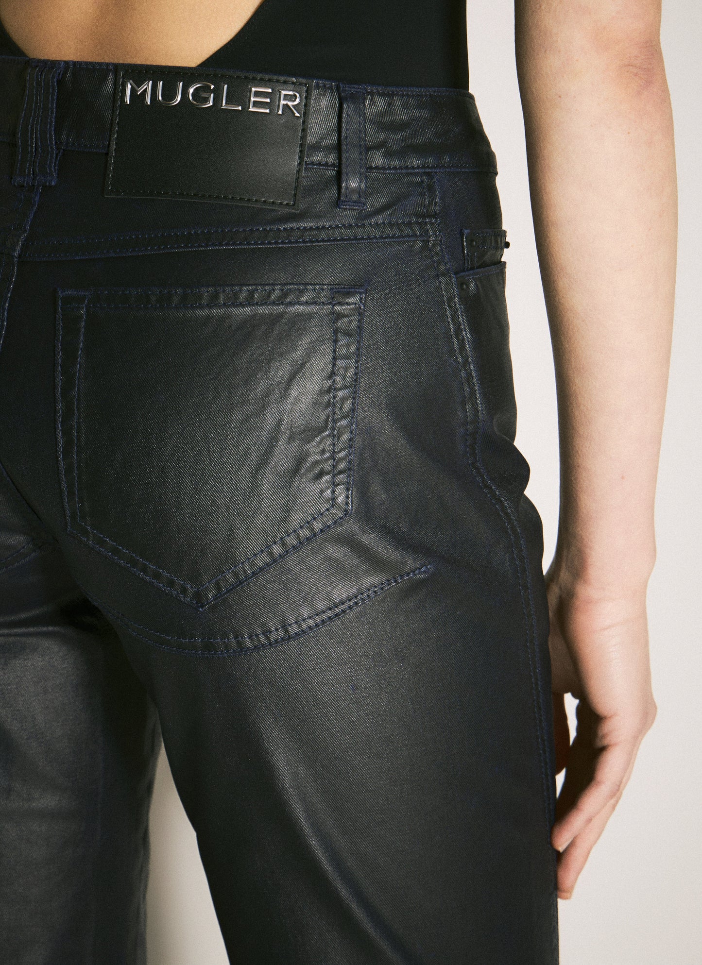 Mugler Women Waxed Straight Leg Pants MUGLER
