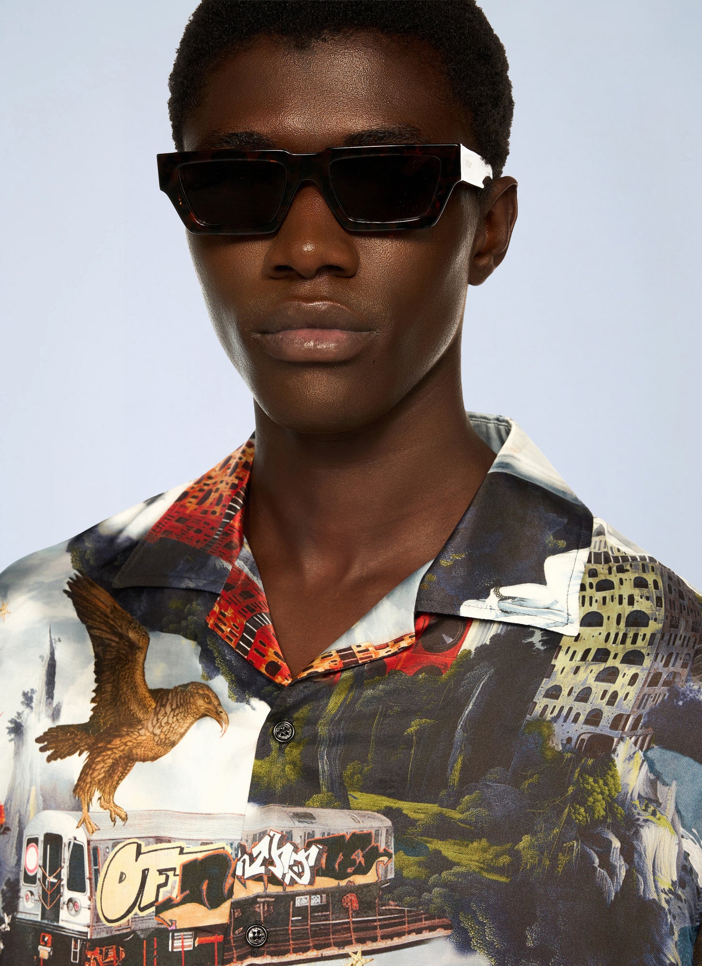Off-White Men World Paint Viscose Bowling Shirt OFF-WHITE