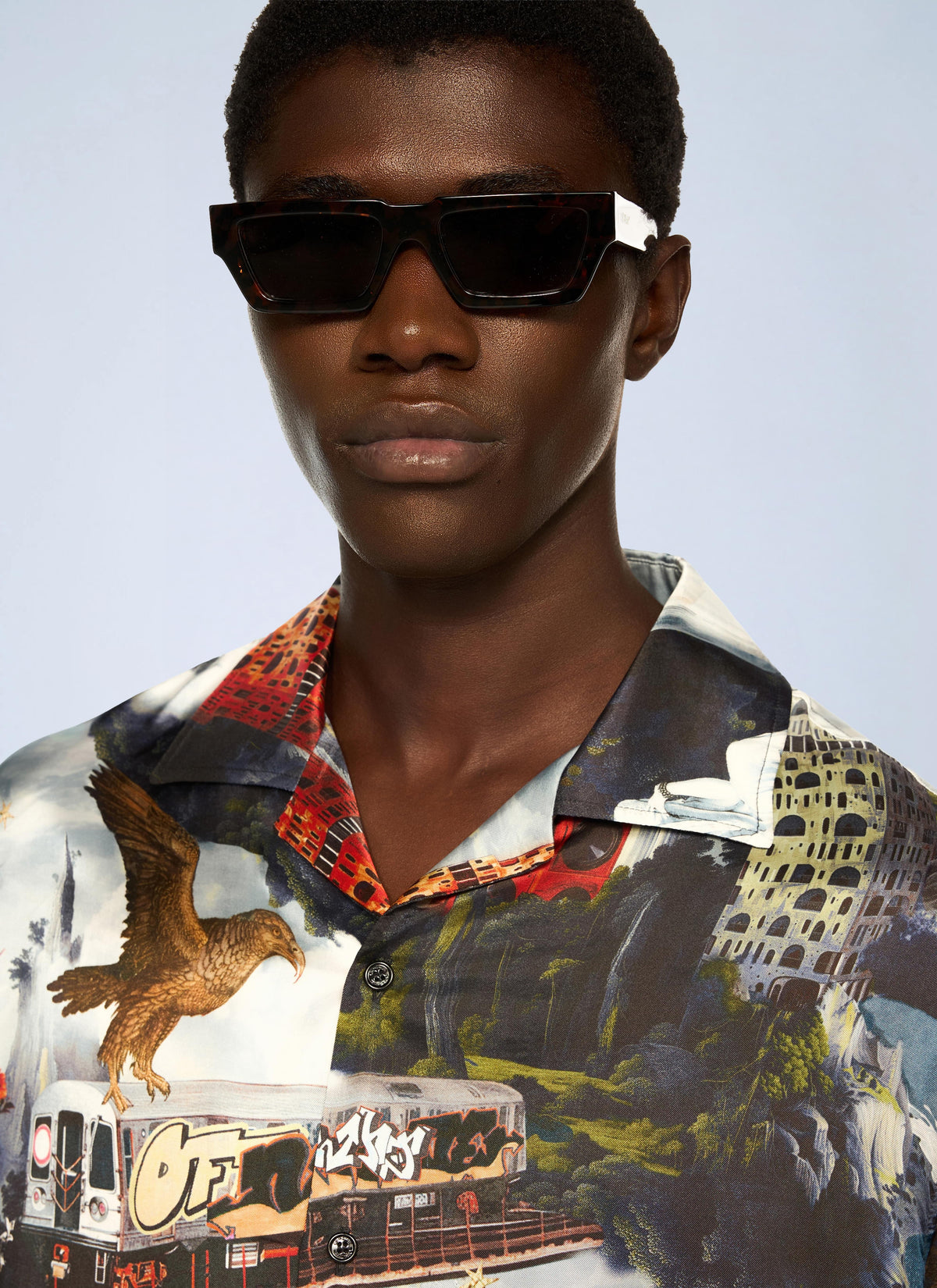 Off-White Men World Paint Viscose Bowling Shirt OFF-WHITE