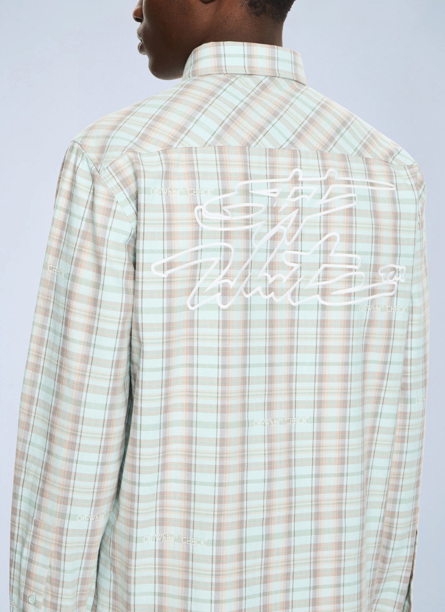 Off-White Men Marker Check Flannel Regular Shirt OFF-WHITE
