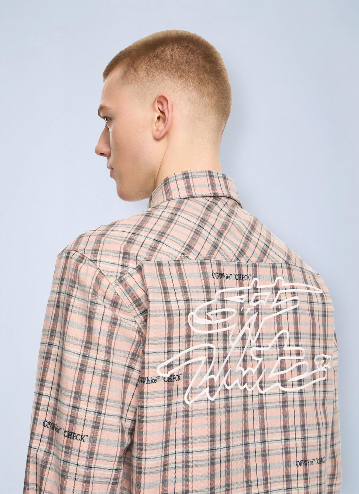 Off-White Men Marker Check Flannel Shirt OFF-WHITE