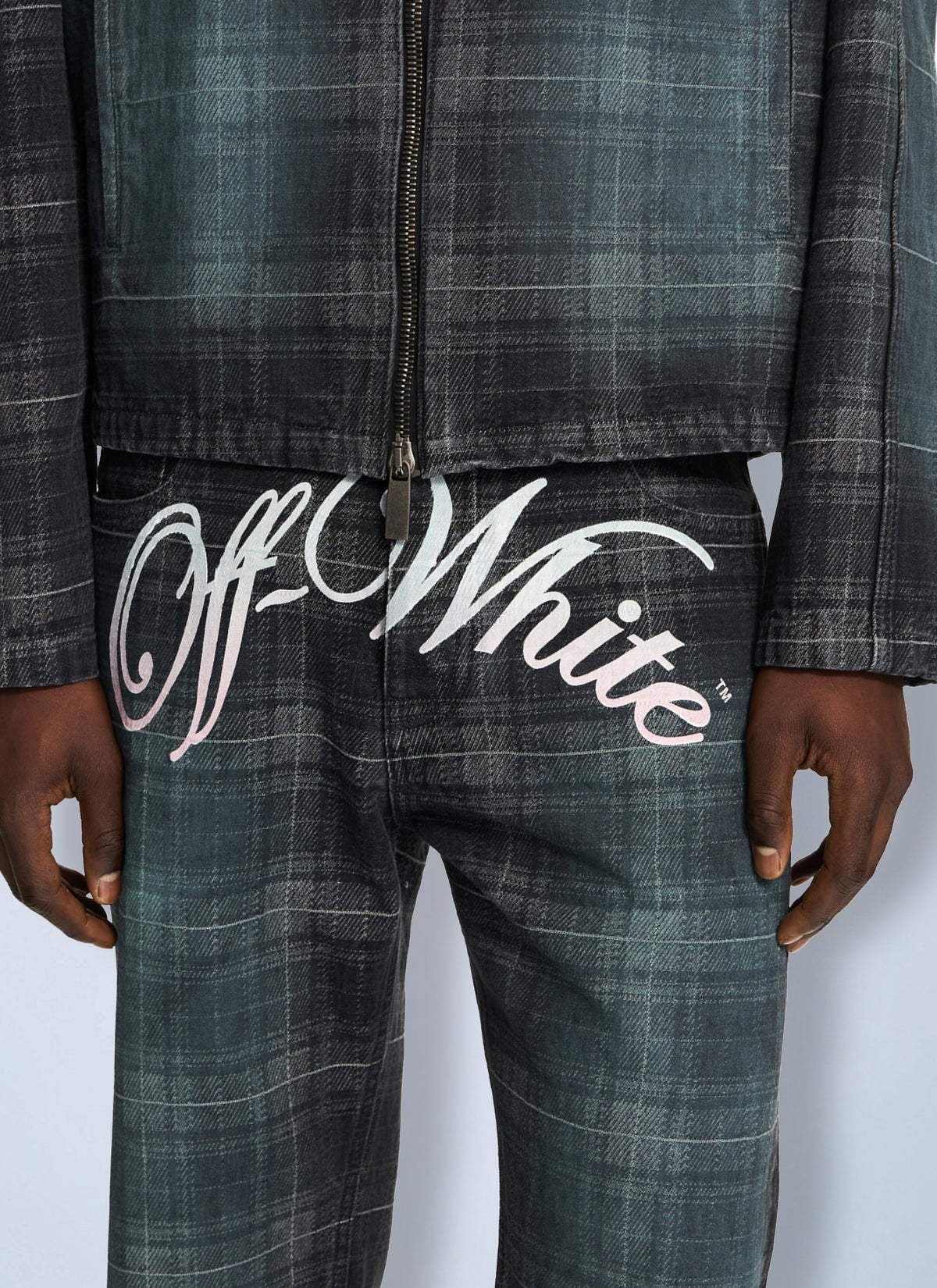 Off-White Men Check Jacq Slim Relax Jeans OFF-WHITE