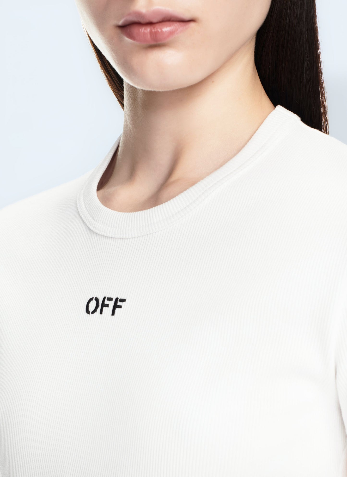 Off White Women Off Stamp Ribbed T-Shirt OFF-WHITE