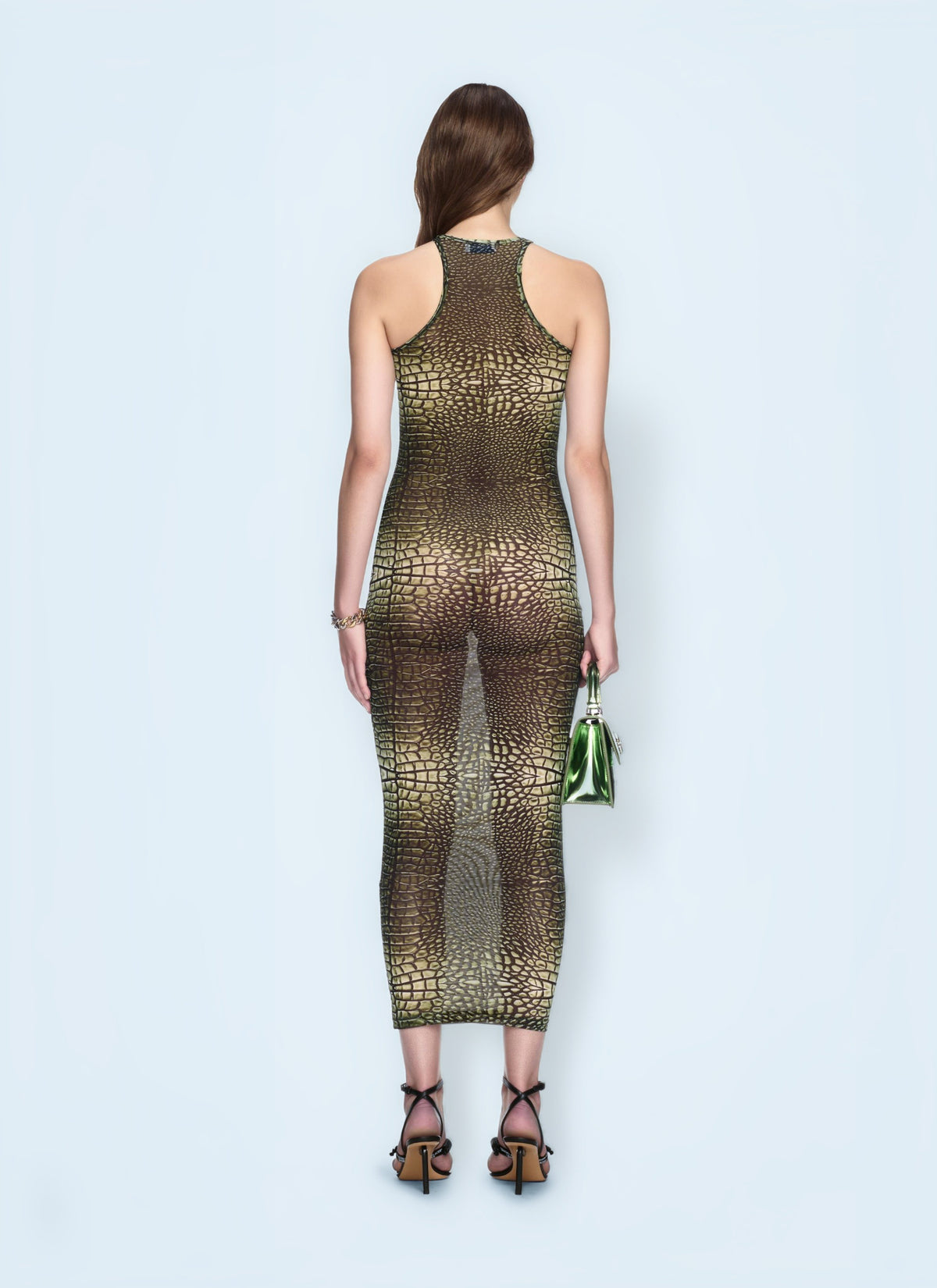 Off White Women Crocodile Mesh Racer Dress OFF-WHITE