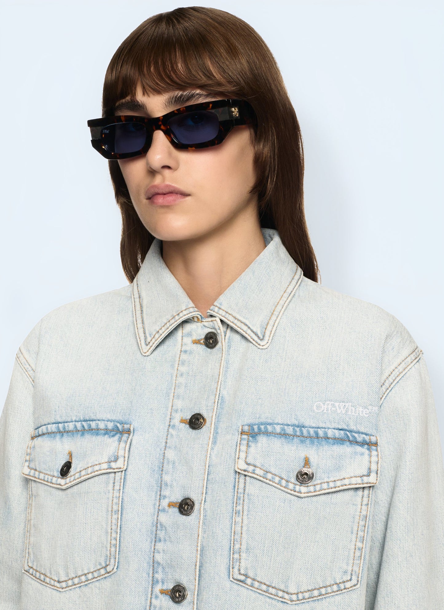 Off White Women Fresco Arrow Denim Shirt Jacket OFF-WHITE