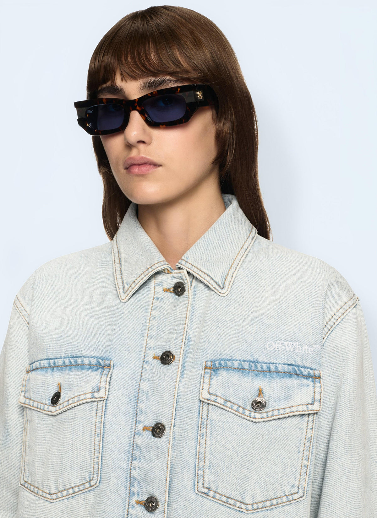 Off White Women Fresco Arrow Denim Shirt Jacket OFF-WHITE