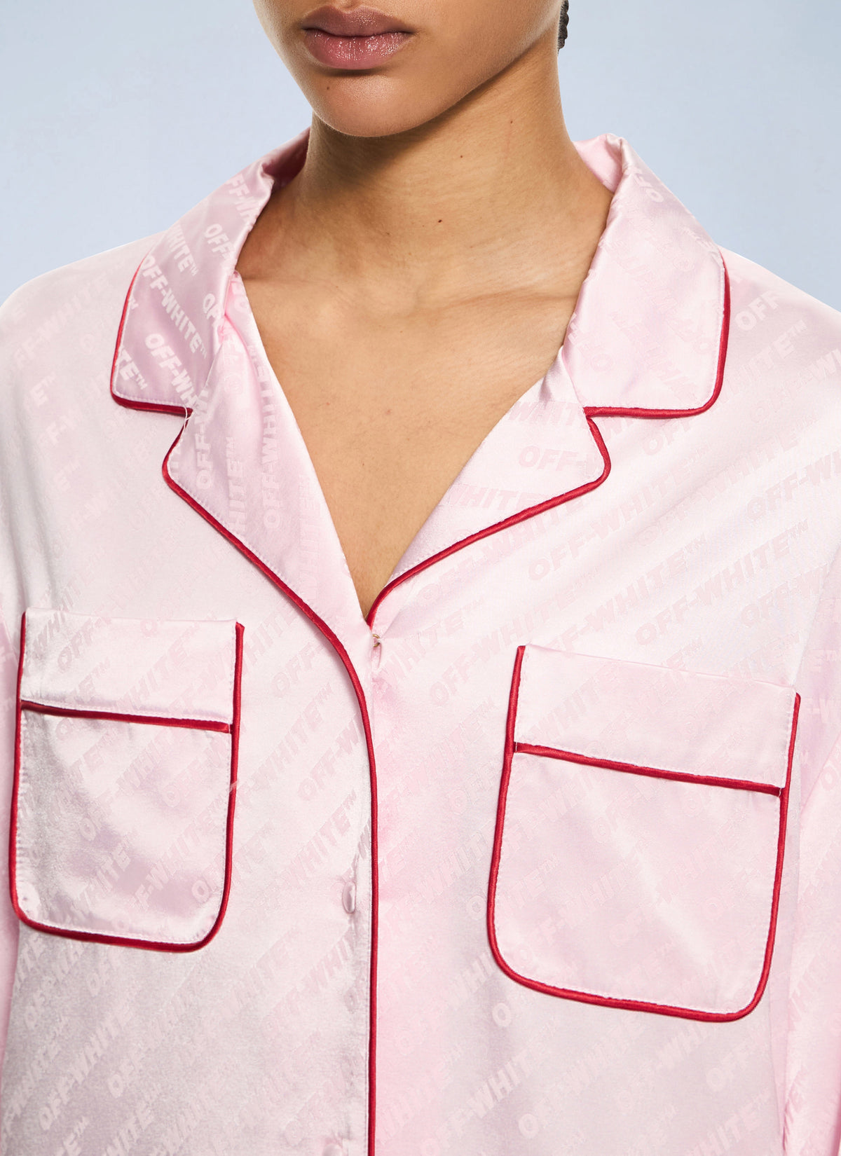Off-White Women Jacquard Off-White Satin New Roxy Pajama Dress OFF-WHITE