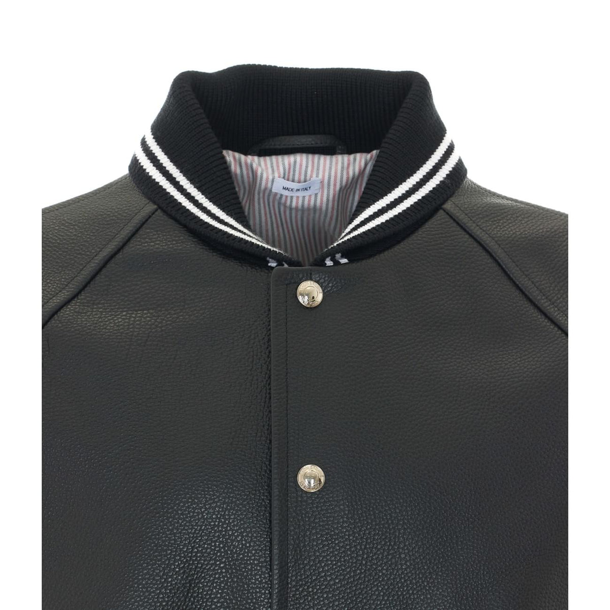 Thom Browne Men Oversized Leather Bomber With 4-Bar THOM BROWNE