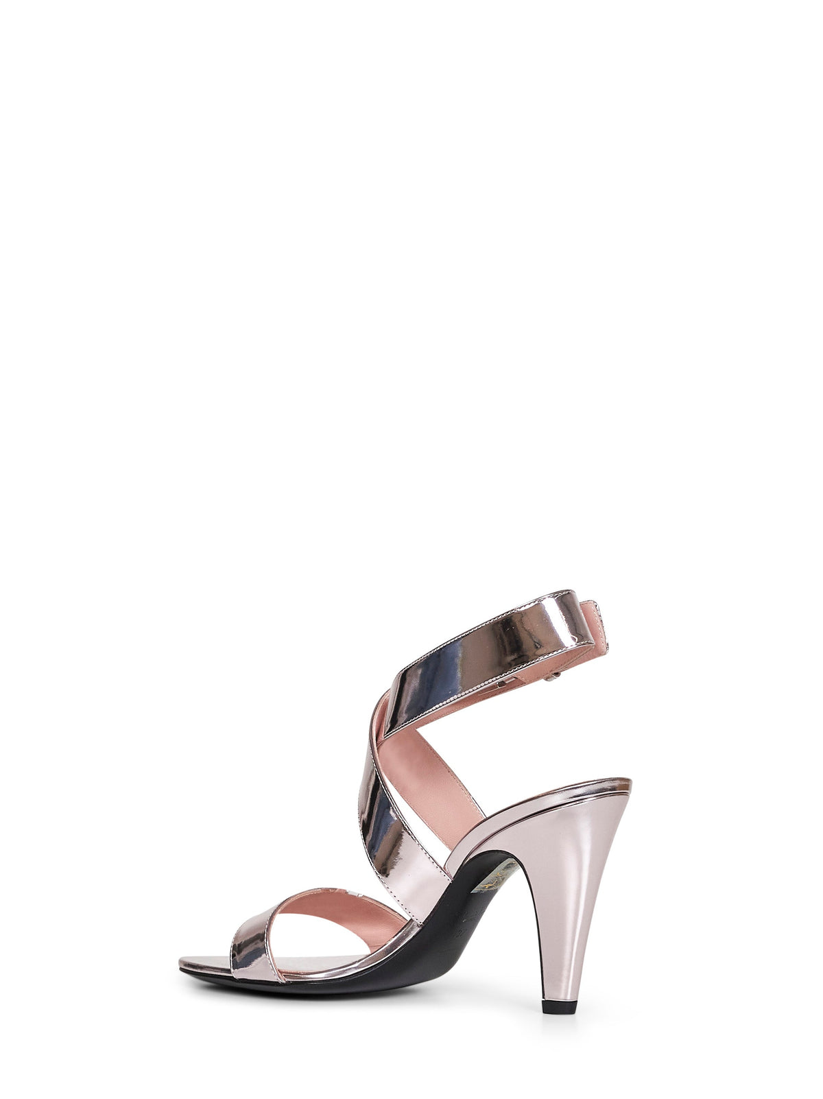 Alaïa Women Blush Mirror-Effect Leather Cone Sandals ALAIA