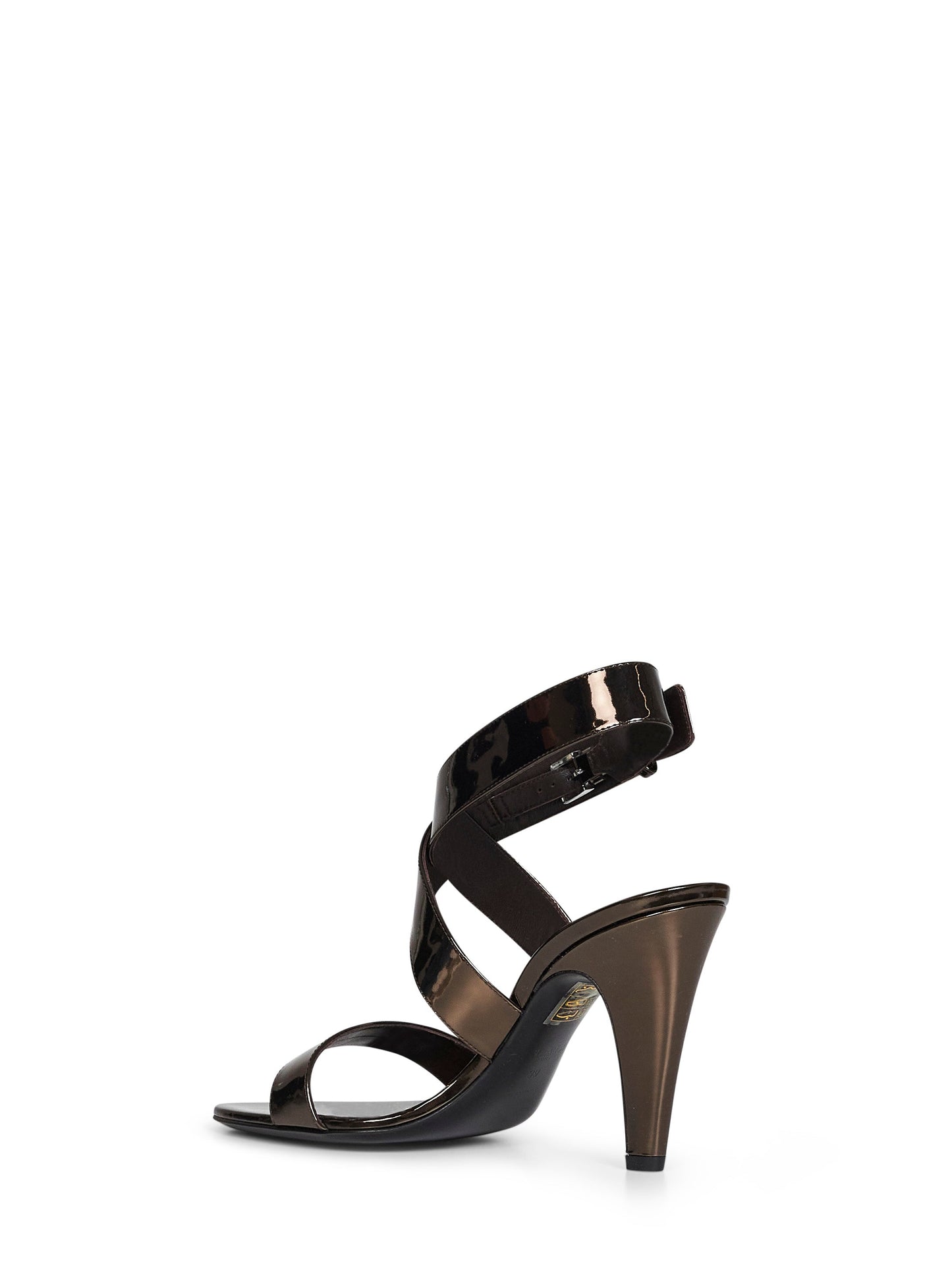 Alaïa Women Brun Metal Mirror-Effect Leather Cone Sandals ALAIA