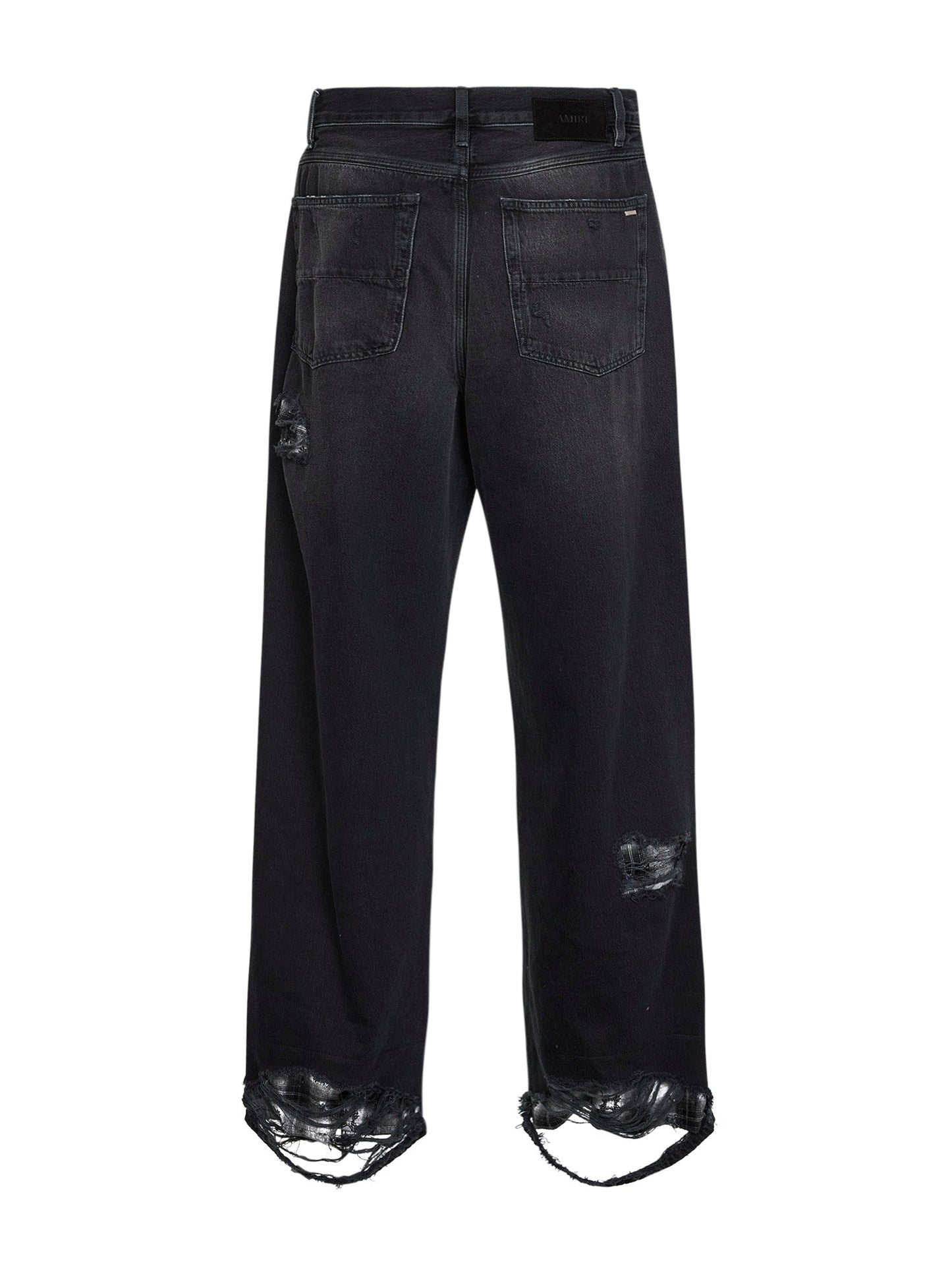 Amiri Men Black Denim Flannel Repair Baggy Jeans AMIRI