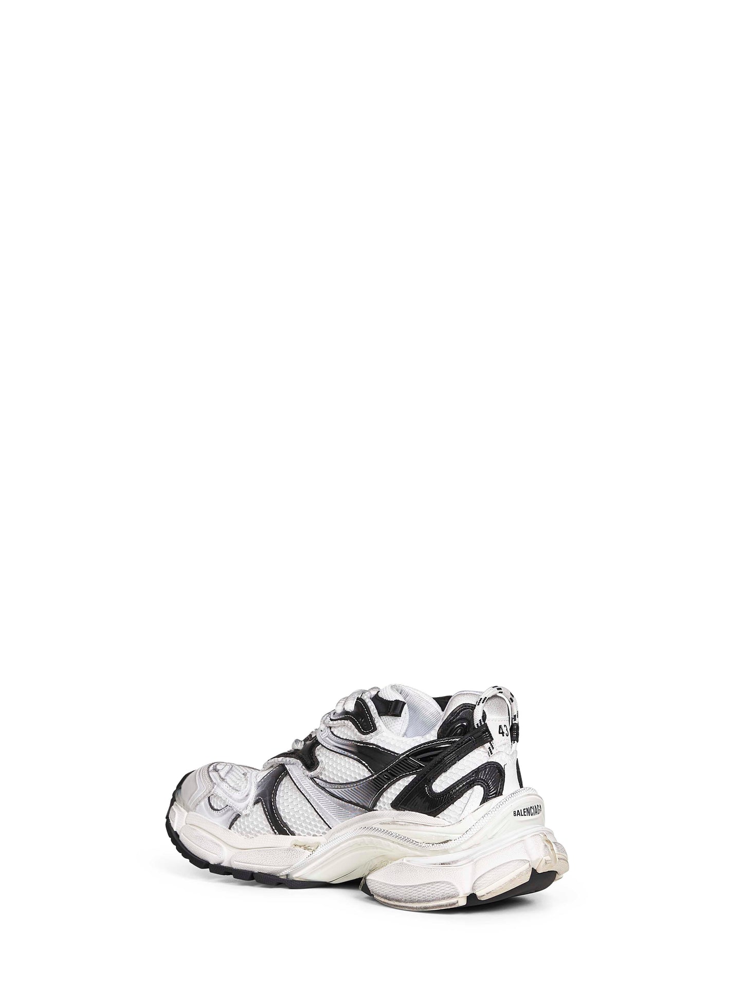Balenciaga Men White And Black Mesh And Nylon Runner Sneakers BALENCIAGA