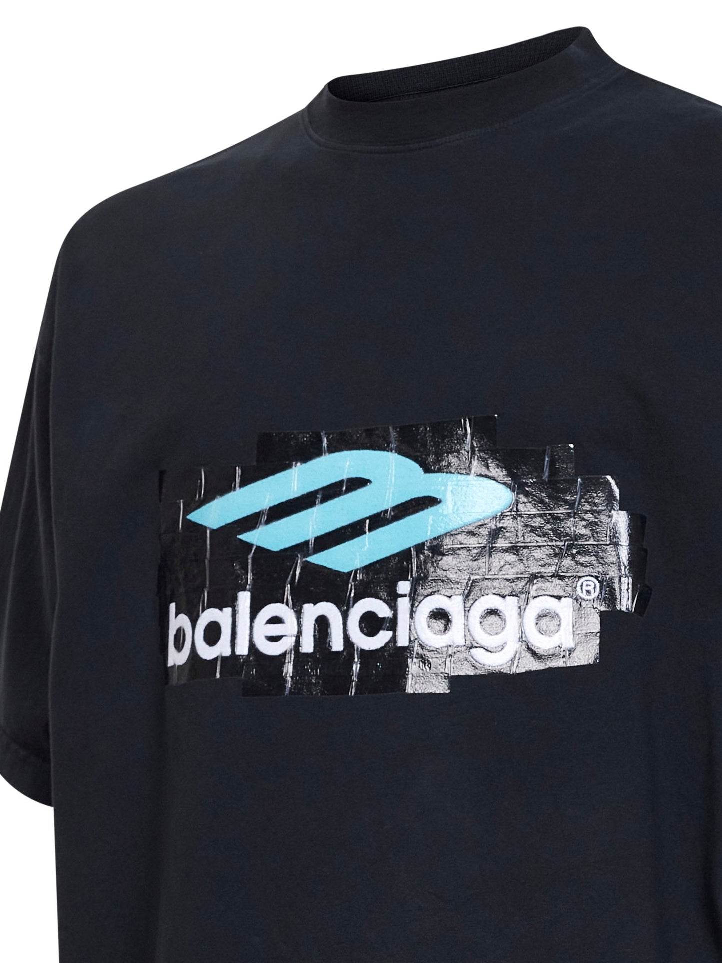 Balenciaga Men Black Jersey Oversized T-Shirt BALENCIAGA