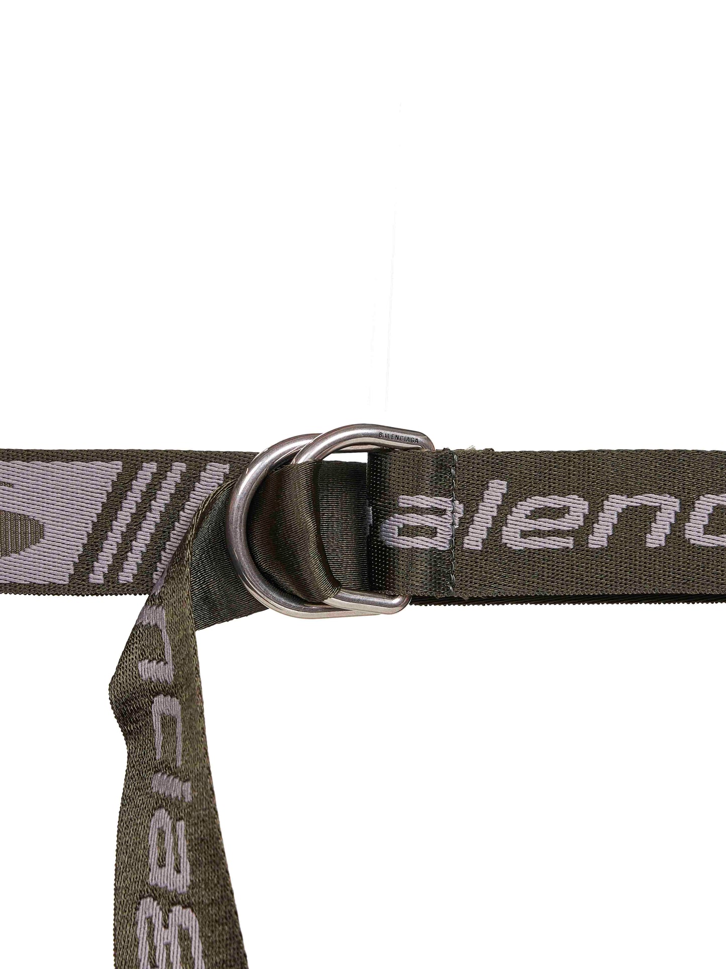 Balenciaga Men Khaki And Grey Jacquard Canvas D Ring Belt BALENCIAGA