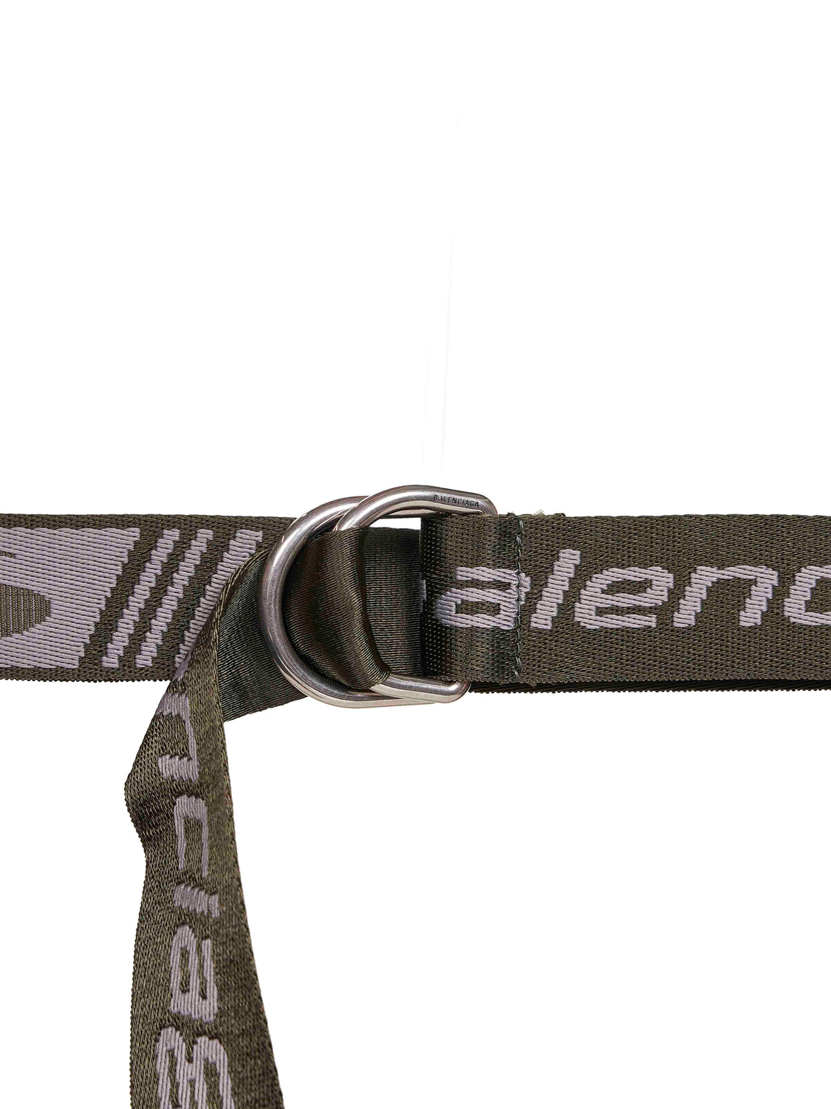 Balenciaga Men Khaki And Grey Jacquard Canvas D Ring Belt BALENCIAGA