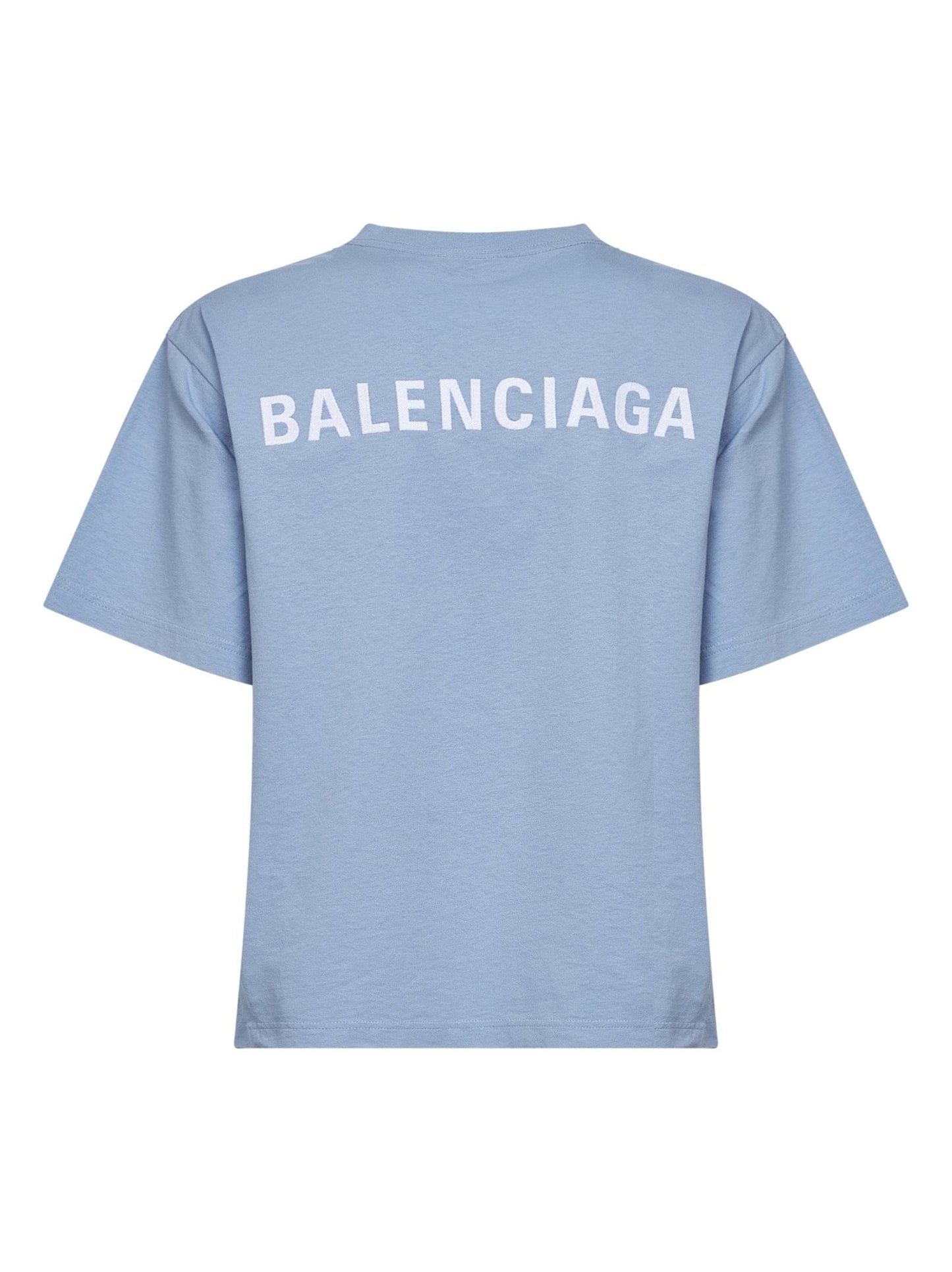 Balenciaga Women Light Blue Balenciaga Back T-Shirt Medium Fit BALENCIAGA