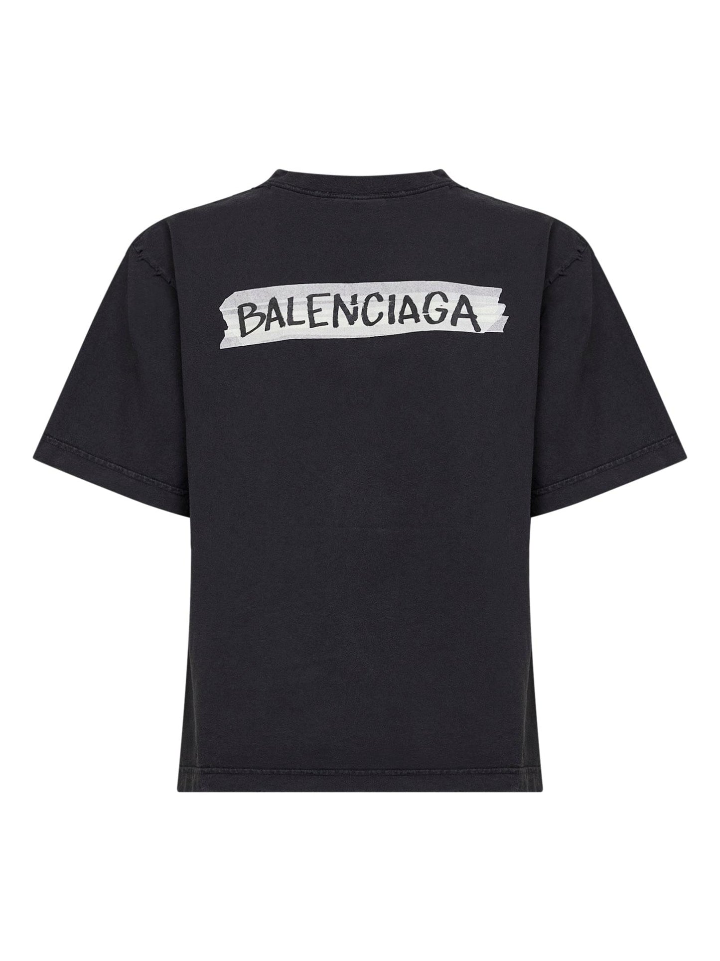 Balenciaga Women Faded Black Masking Tape T-Shirt Medium Fit BALENCIAGA