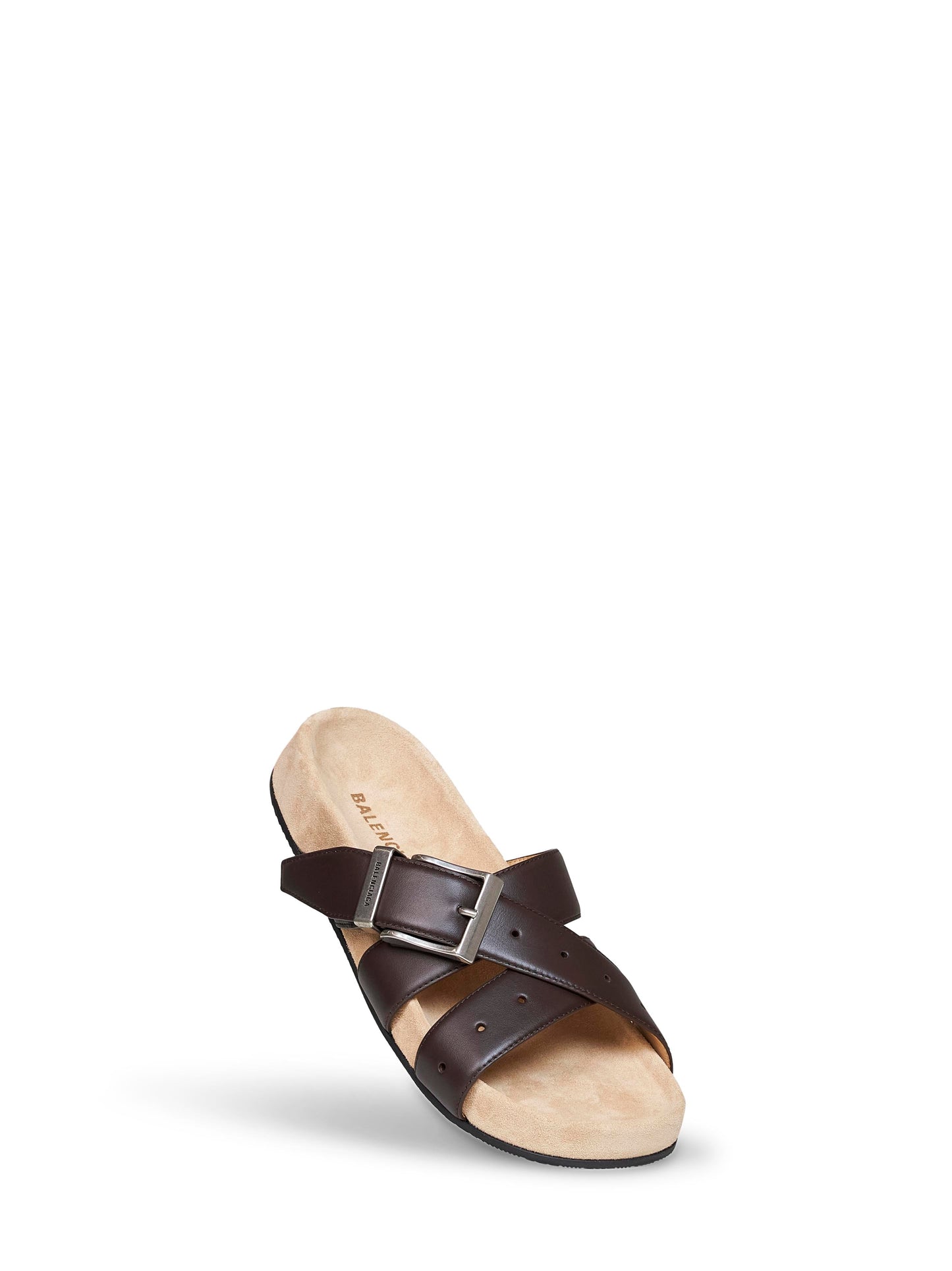 Balenciaga Men Black Calf Leather Belt Mules BALENCIAGA