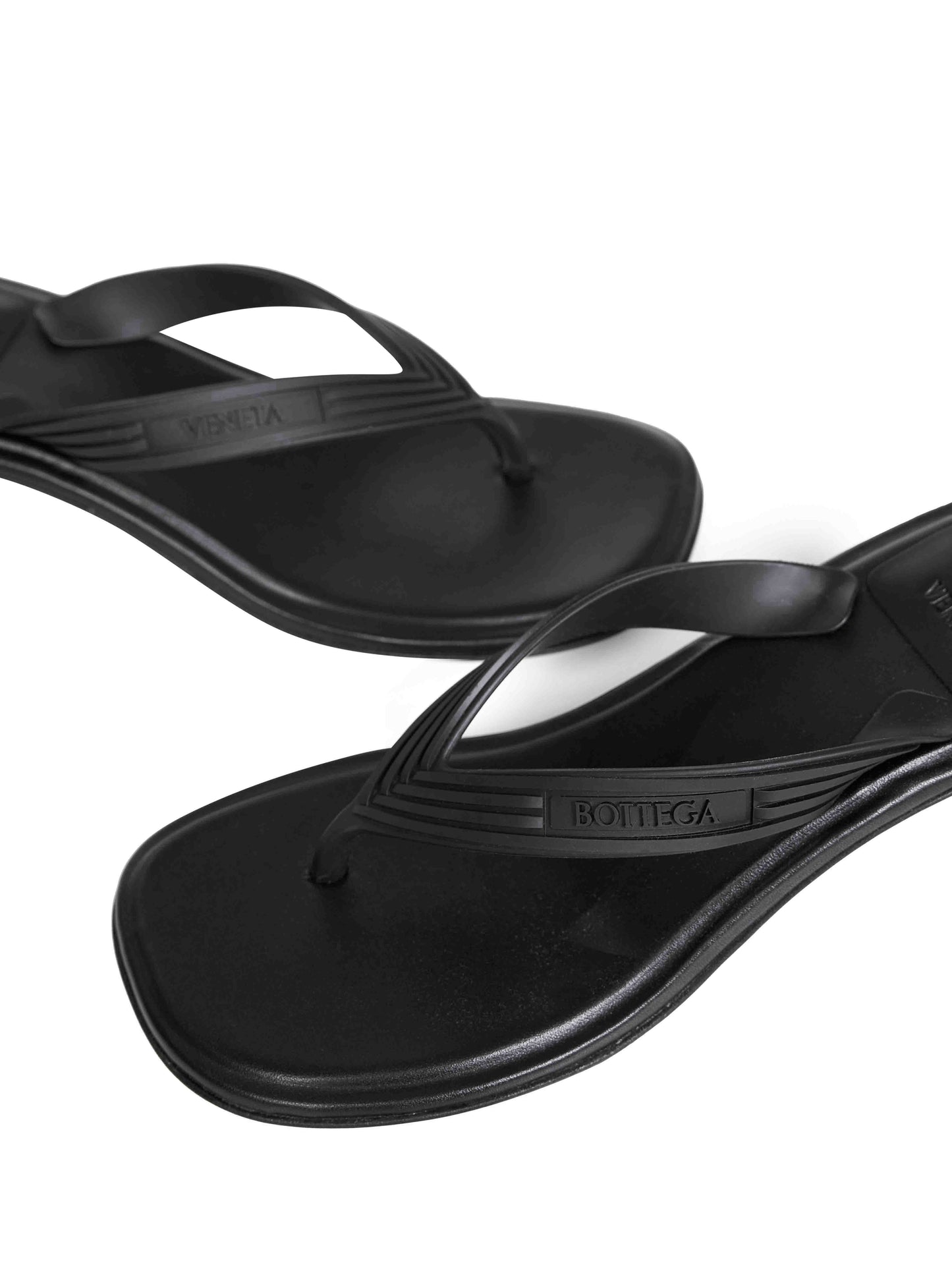Bottega Veneta Women Black Matte Rubber Sampieri Thong Sandals BOTTEGA VENETA