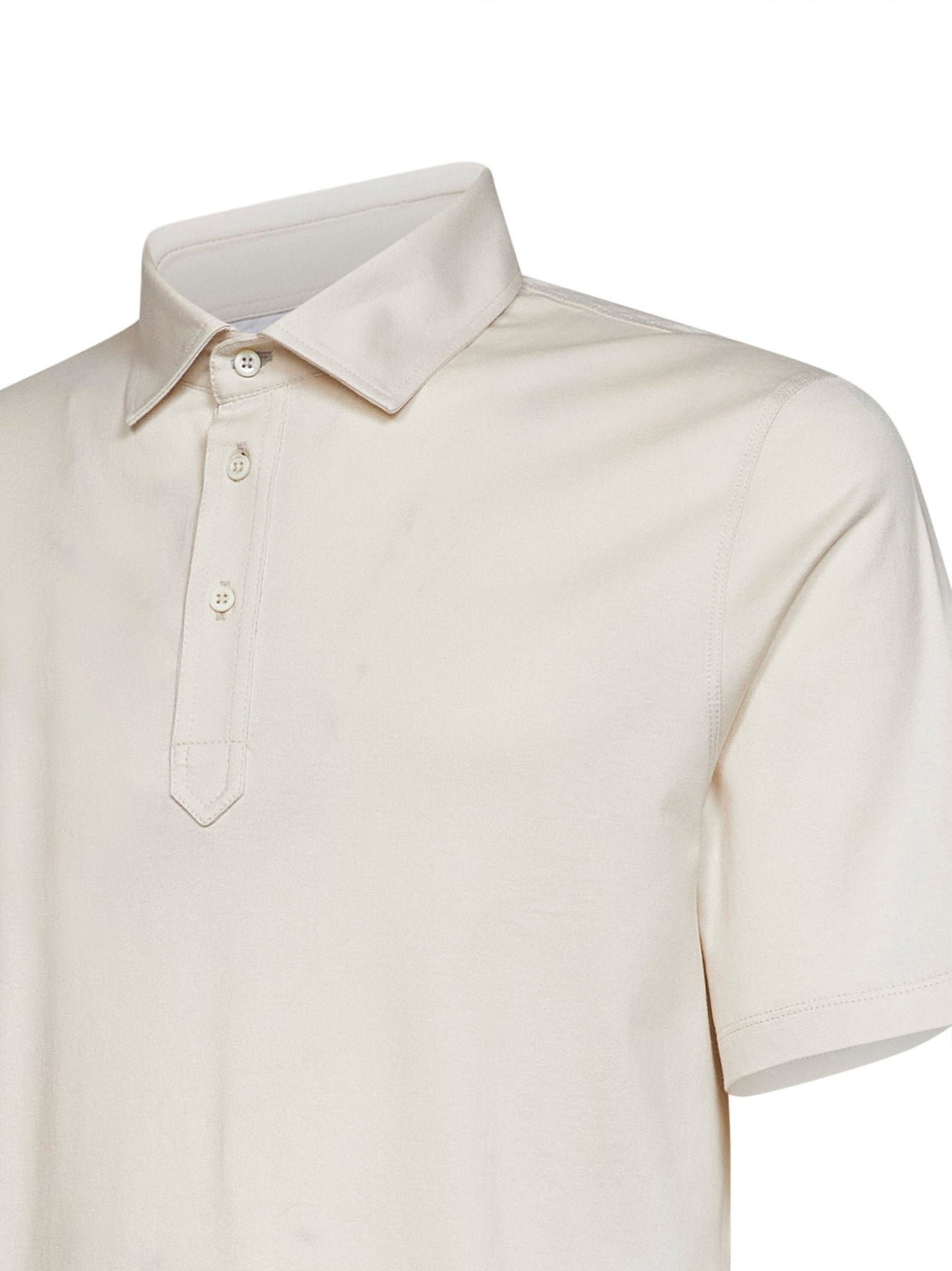 Brunello Cucinelli Men Cream White Cotton Jersey Polo Shirt BRUNELLO CUCINELLI