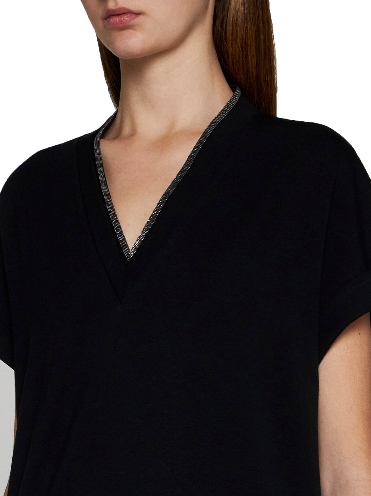 Brunello Cucinelli Women T-Shirt With Precious Neckline BRUNELLO CUCINELLI