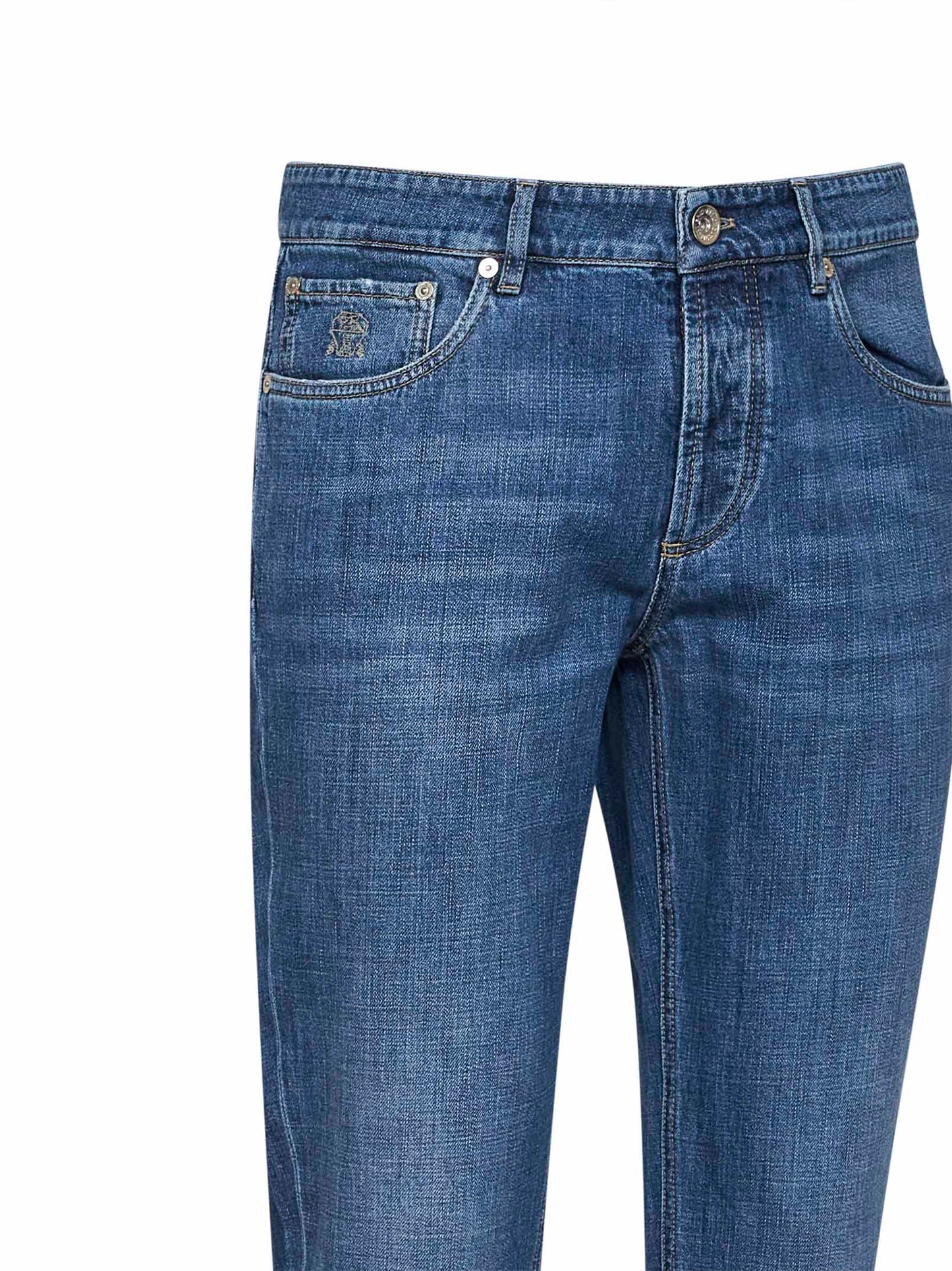 Brunello Cucinelli Men Blue Lightweight Denim Traditional Fit Jeans BRUNELLO CUCINELLI