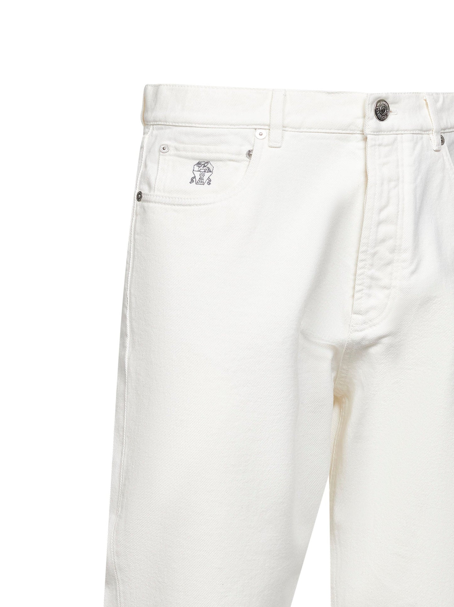 Brunello Cucinelli Men White Garment-Dyed Denim Iconic Fit Jeans BRUNELLO CUCINELLI