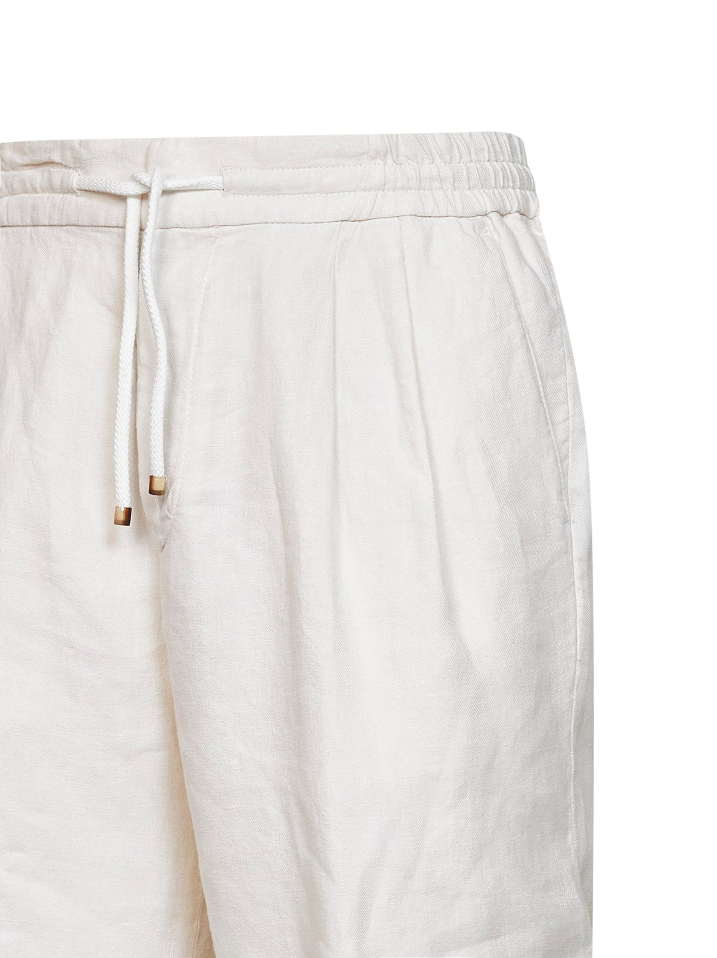 Brunello Cucinelli Men Ivory Linen Gabardine Bermuda Shorts<Br/> BRUNELLO CUCINELLI