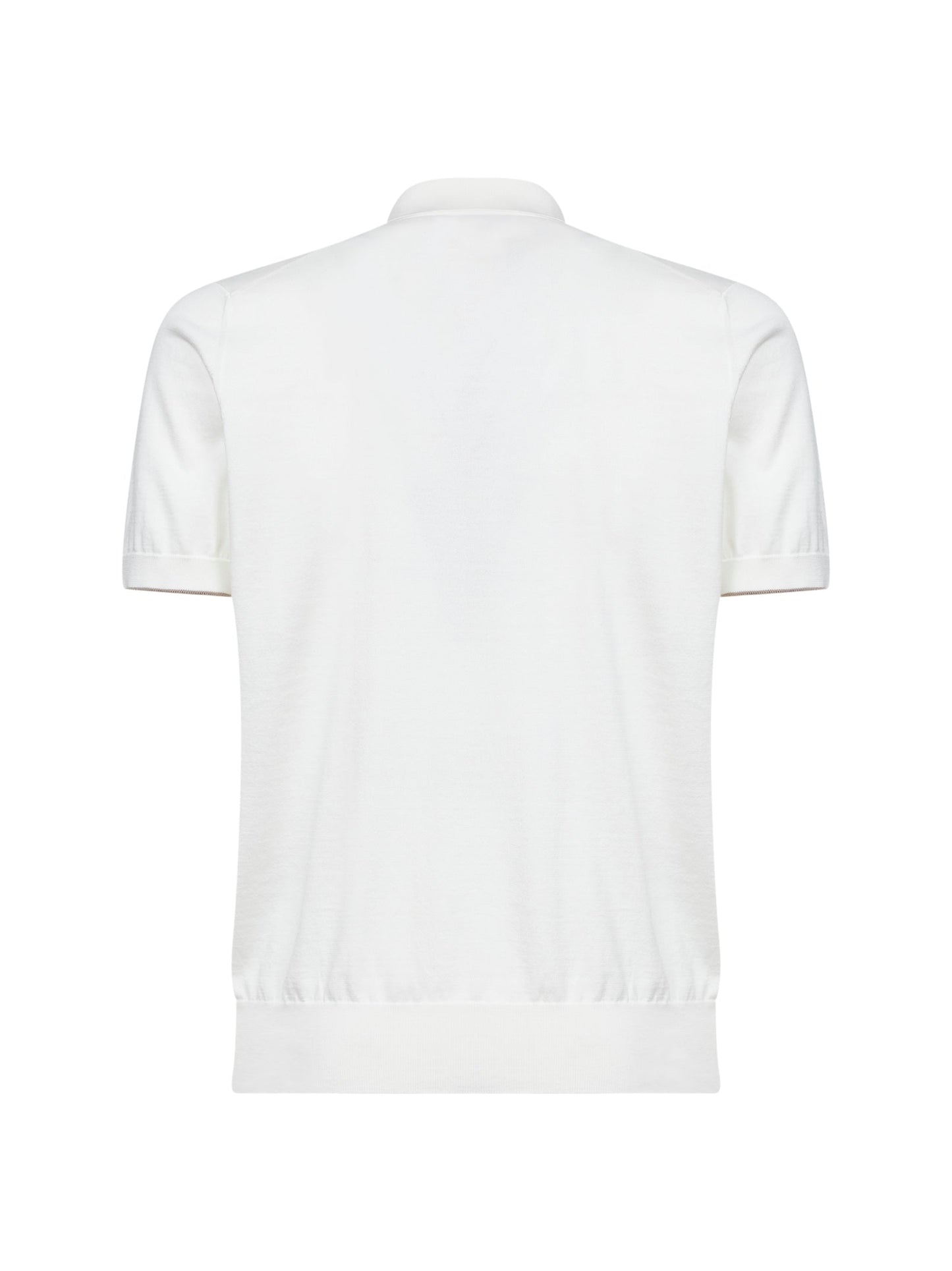 Brunello Cucinelli Men White Lightweight Cotton Knit Logo Polo Shirt BRUNELLO CUCINELLI