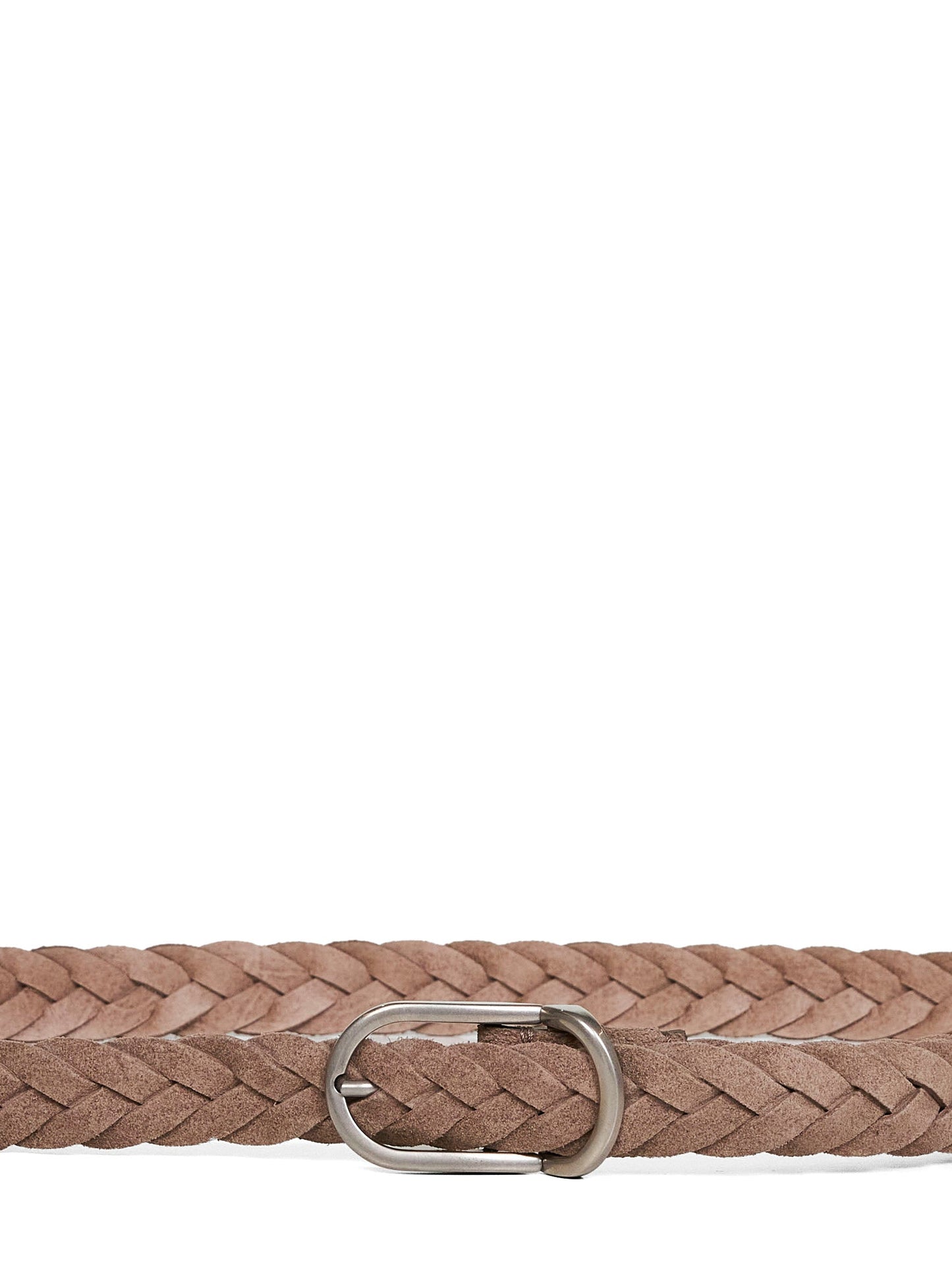Brunello Cucinelli Men Light Brown Suede Woven Belt BRUNELLO CUCINELLI