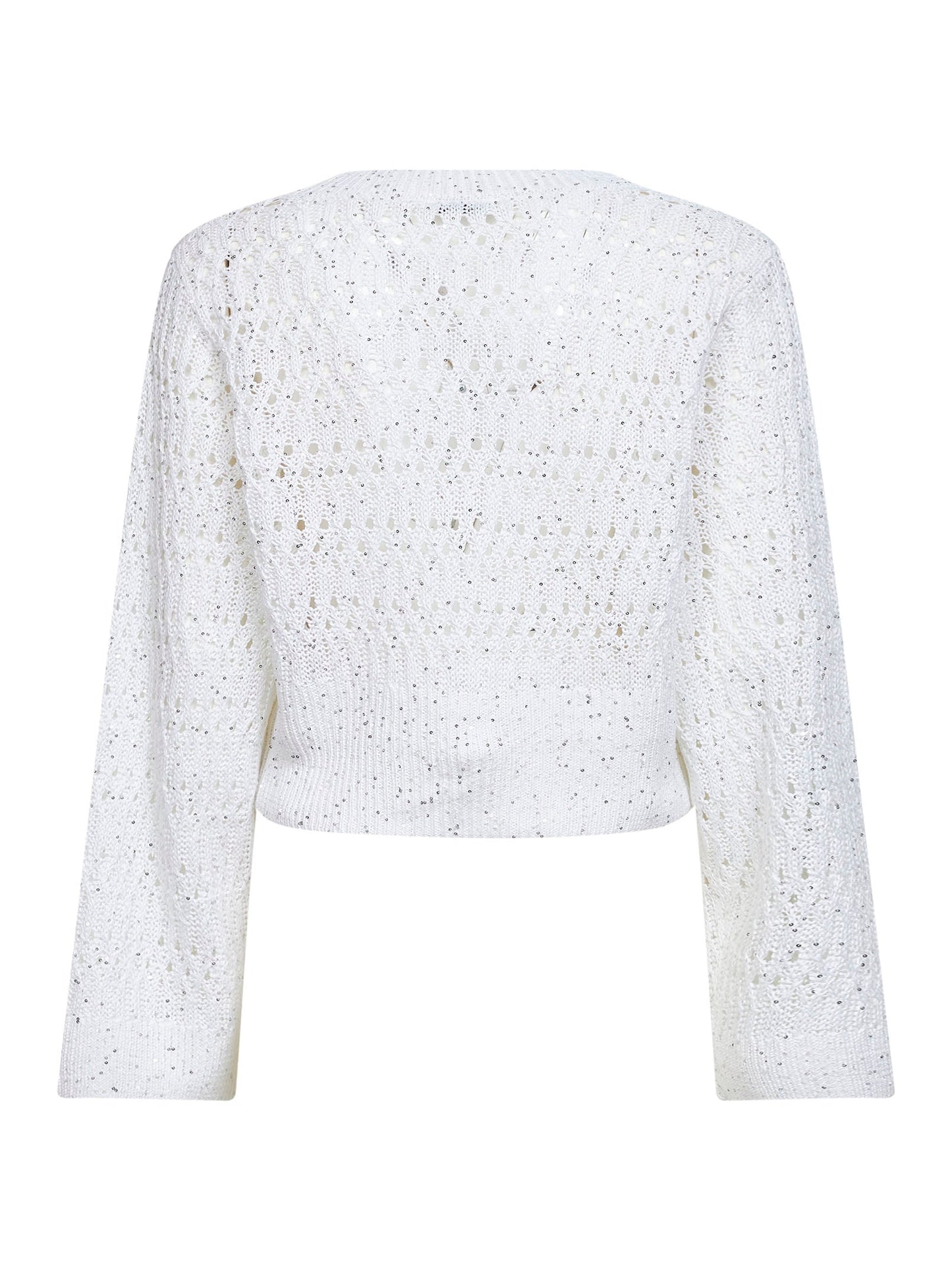 Brunello Cucinelli Women White Linen Dazzling Braids Sweater BRUNELLO CUCINELLI