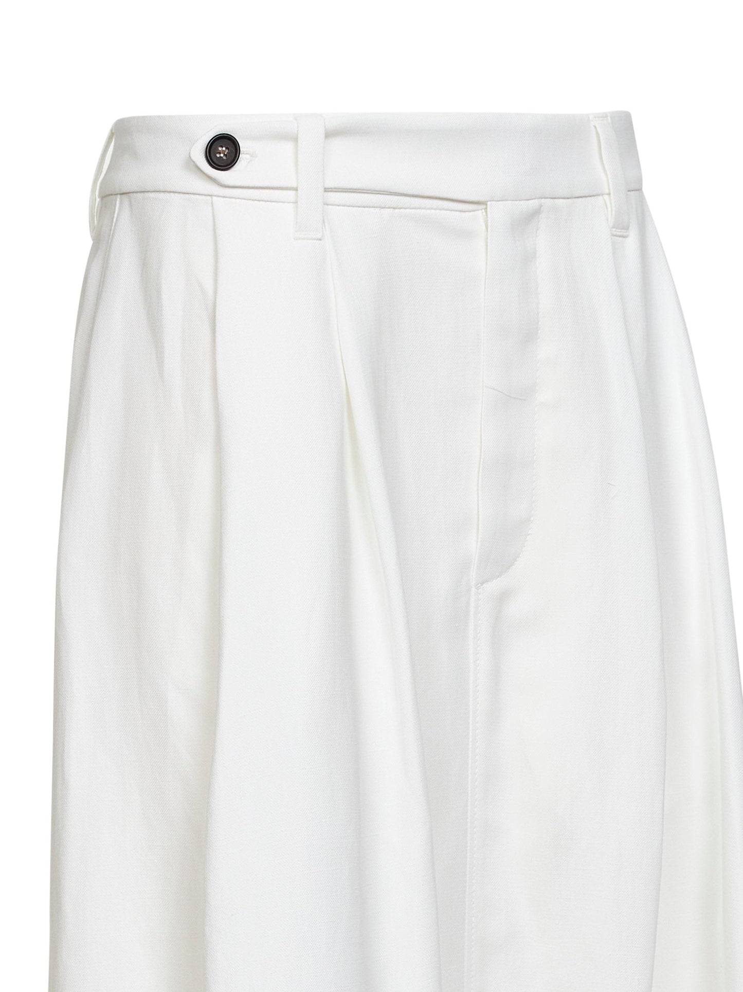 Brunello Cucinelli Women White Fluid Twill Sartorial Skirt With Monili BRUNELLO CUCINELLI