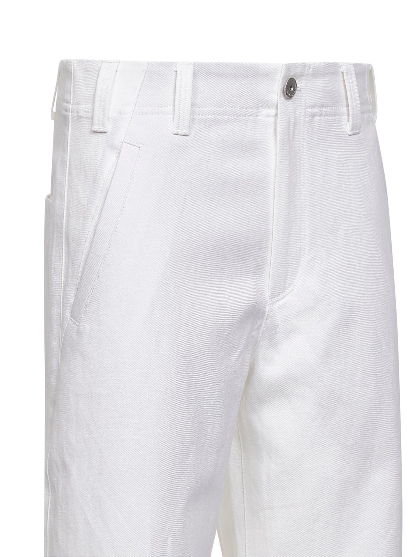 Brunello Cucinelli Women White Gabardine Chino Crop Trousers BRUNELLO CUCINELLI