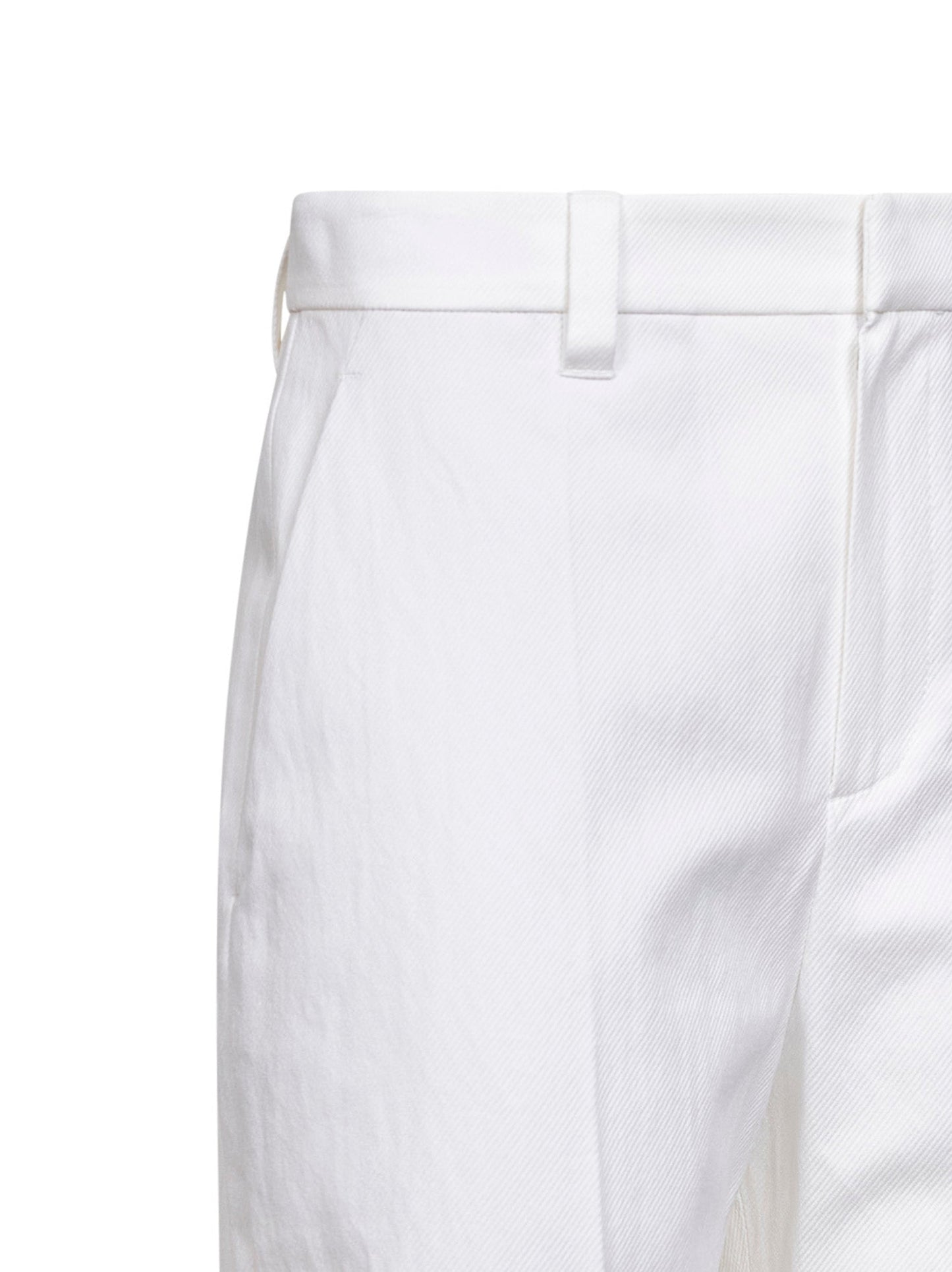 Brunello Cucinelli Women White Diagonal Loose Flared Trousers With Monili BRUNELLO CUCINELLI
